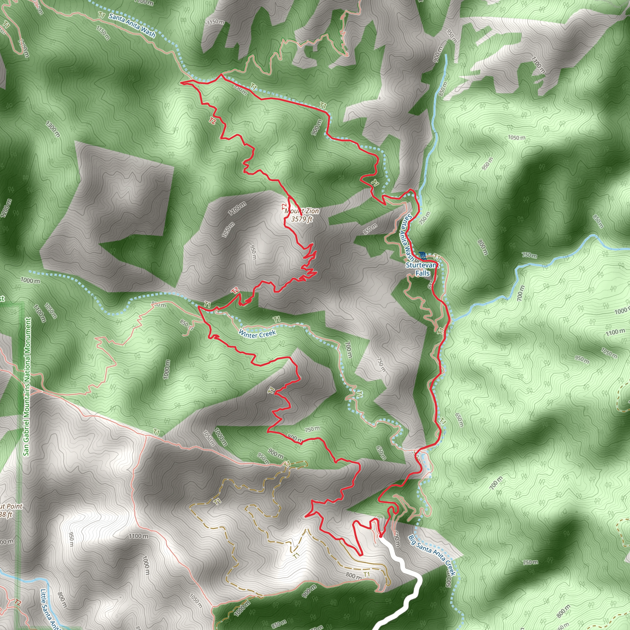 Mount Zion Loop - Sturtevant to Winter Creek Trail mobile static map