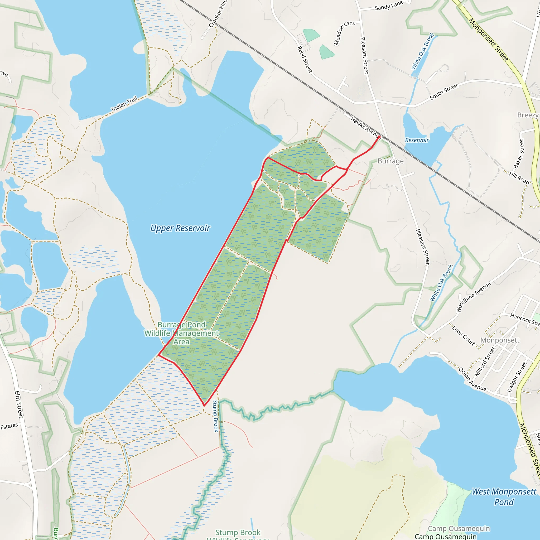 Upper and Lower Reservoir Loop from Hawks Avenue mobile static map