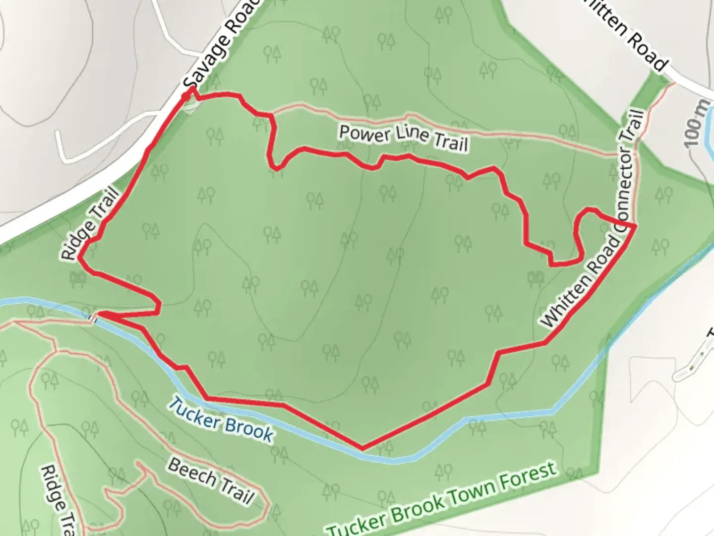An image depicting the trail Tucker Brook via Ridge Trail and its surrounding area.