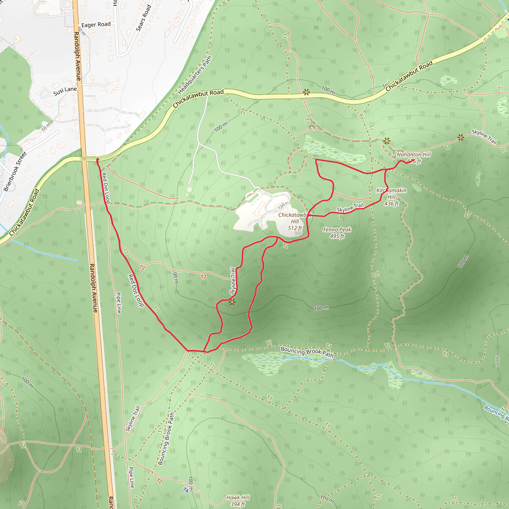 Nahanton Hill, Fenno Peak via Skyline Trail mobile static map