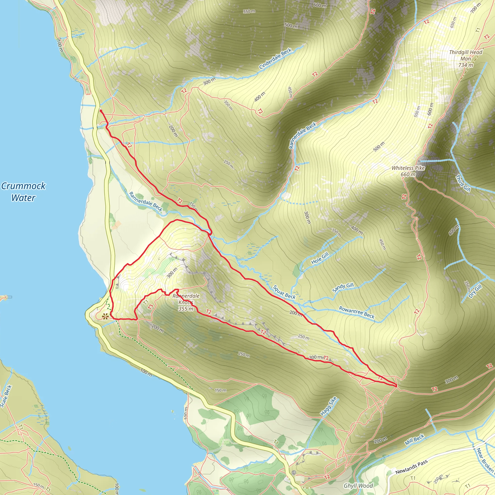Rannerdale Knotts Loop from Cinderdale Common mobile static map