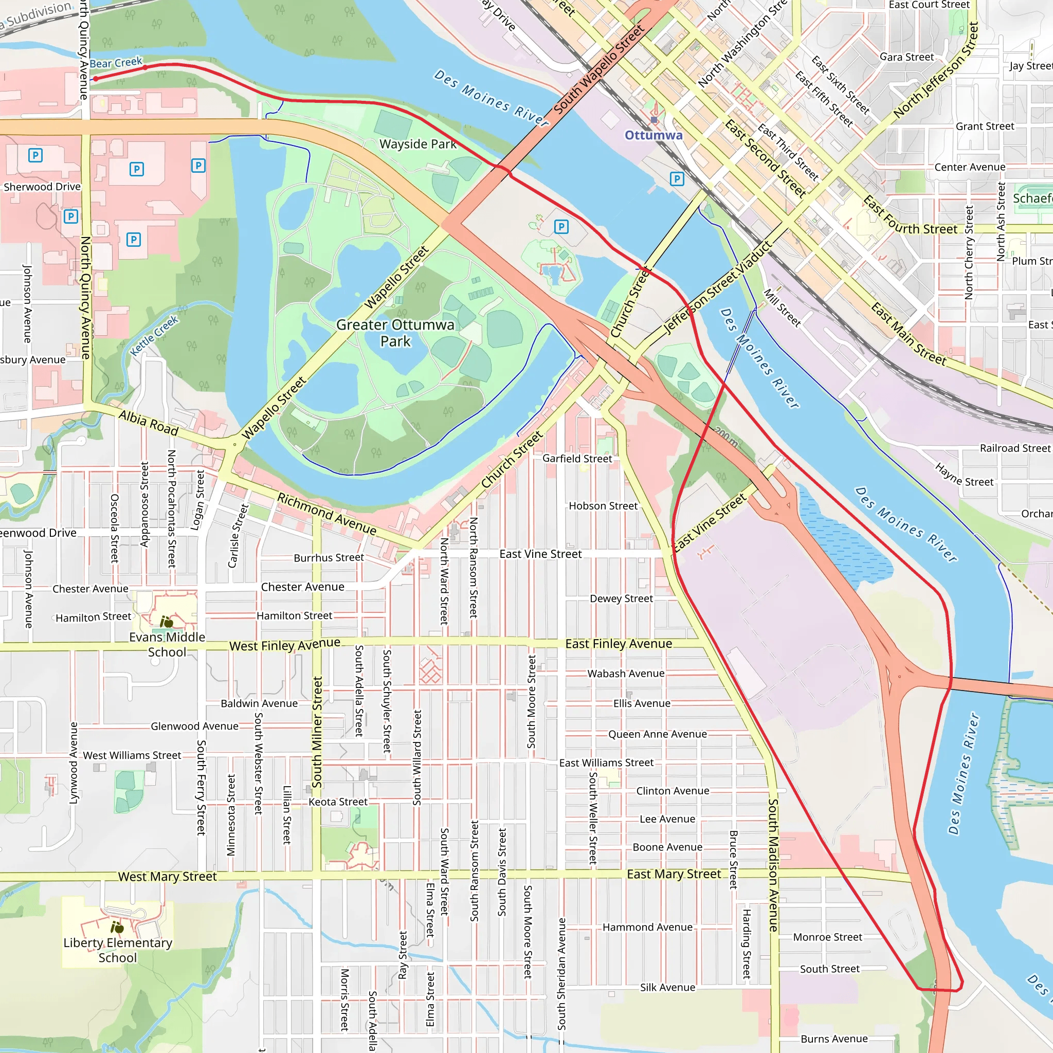 Wayside Park and Riverside Park Walk mobile static map