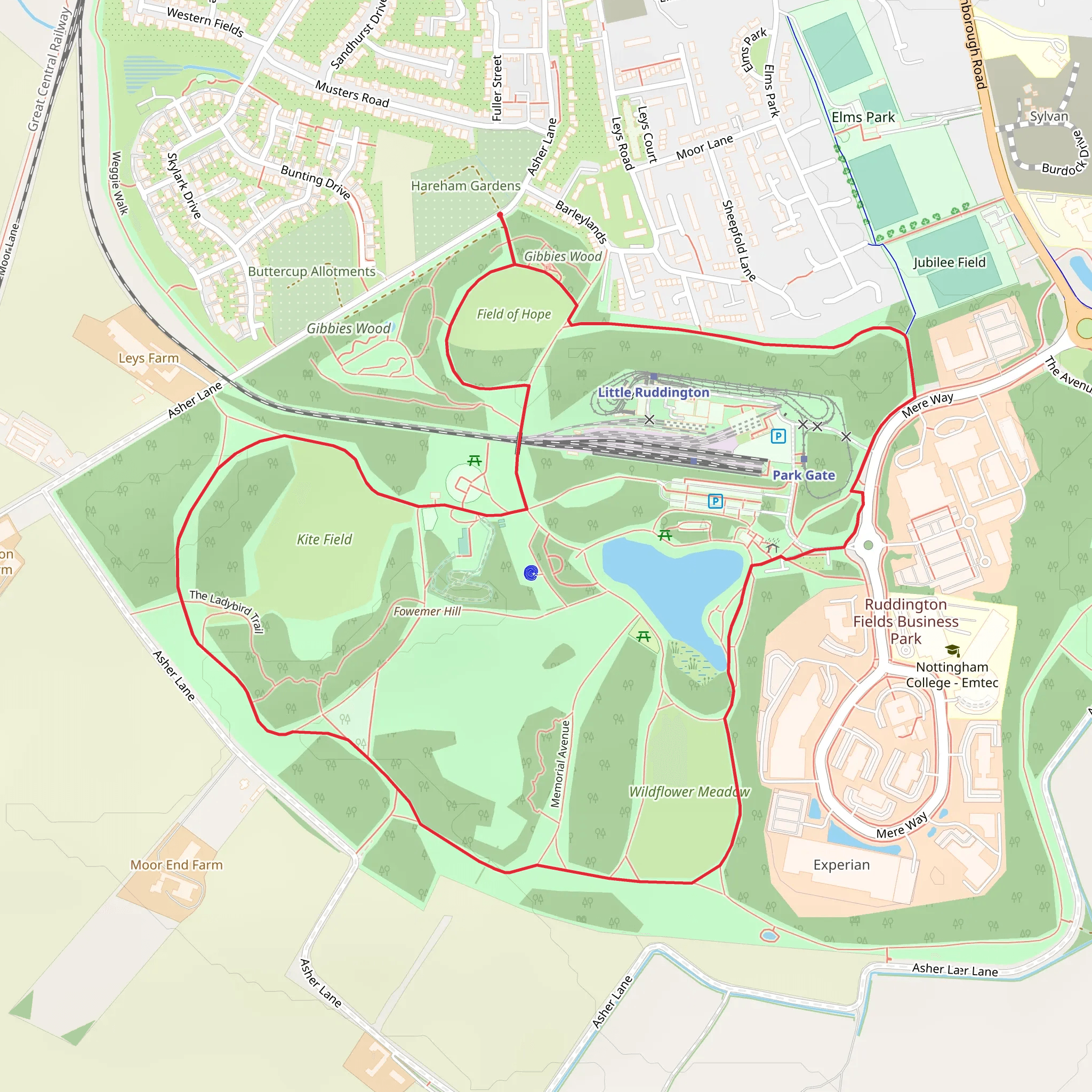 Rushcliffe Country Park Loop mobile static map