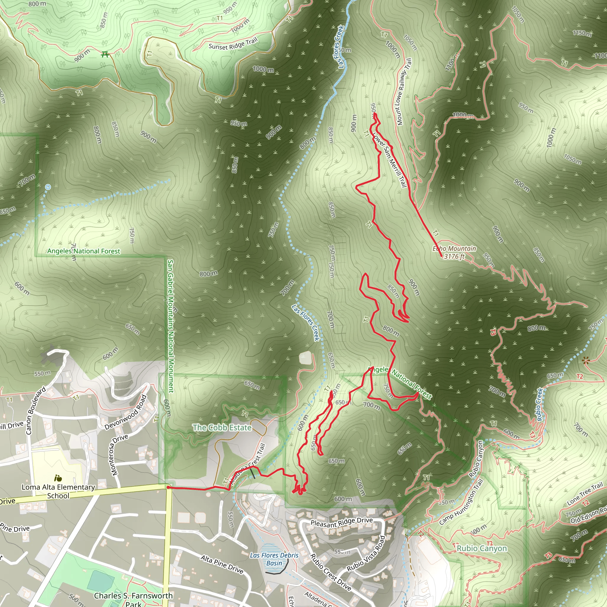 Echo Mountain mobile static map