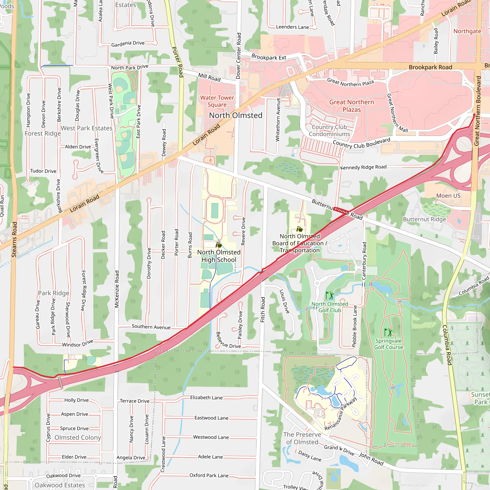 North Olmsted Walking Trail mobile static map