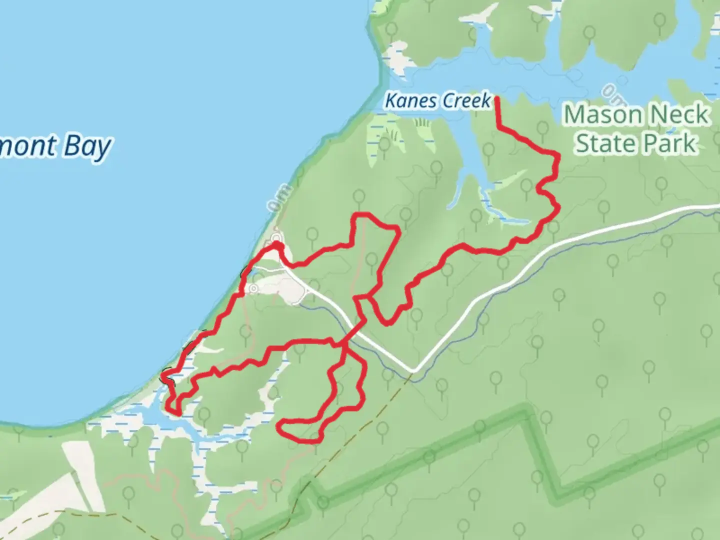 An image depicting the trail Kane's Creek Trail, Dogue Trail and Wilson Spring Loop Trail and its surrounding area.