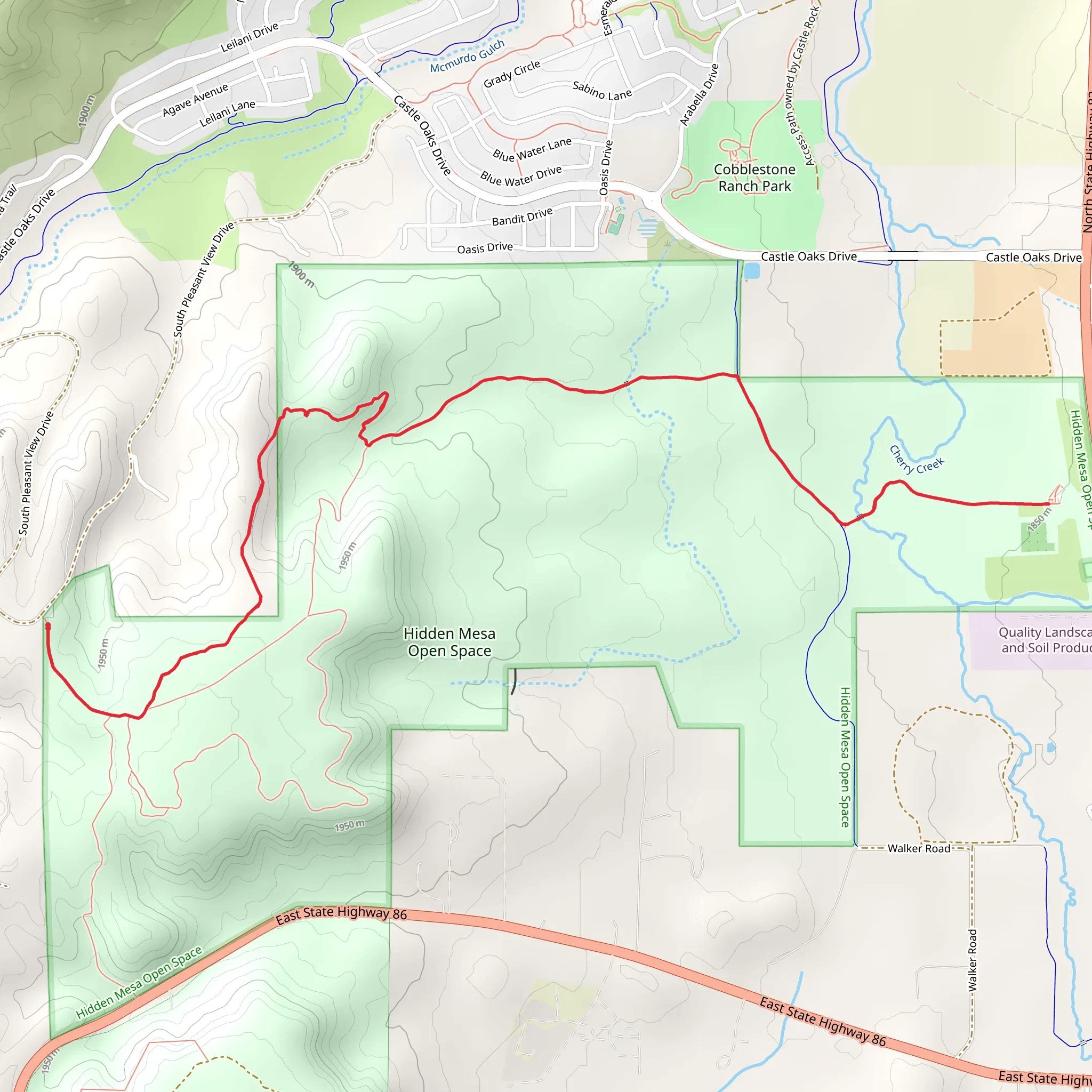 Pleasant Pass Trail and Hidden Mesa Trail mobile static map