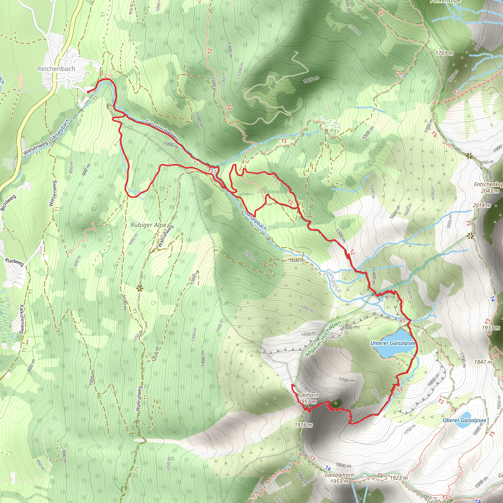 Unterer Gaisalpsee and Rubihornsteig Walk via Winterwanderung Zur Gaisalpe mobile static map