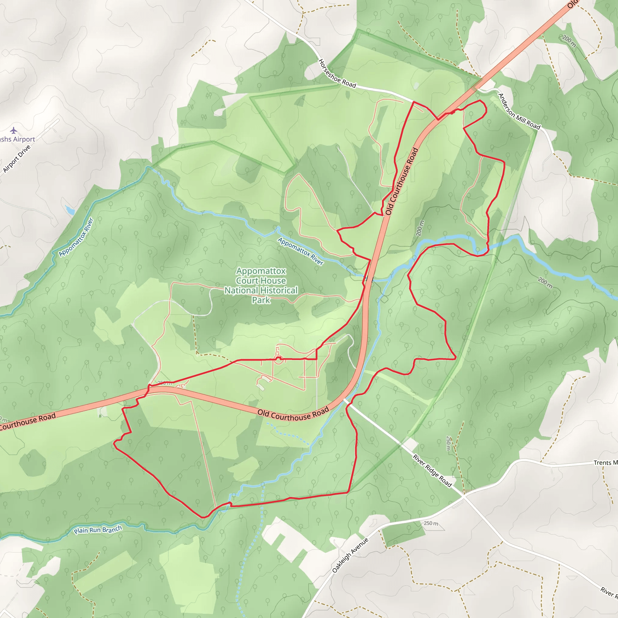 Tobacco Prizery Nature, Grant's Approach and Sweeney Loop Trail mobile static map