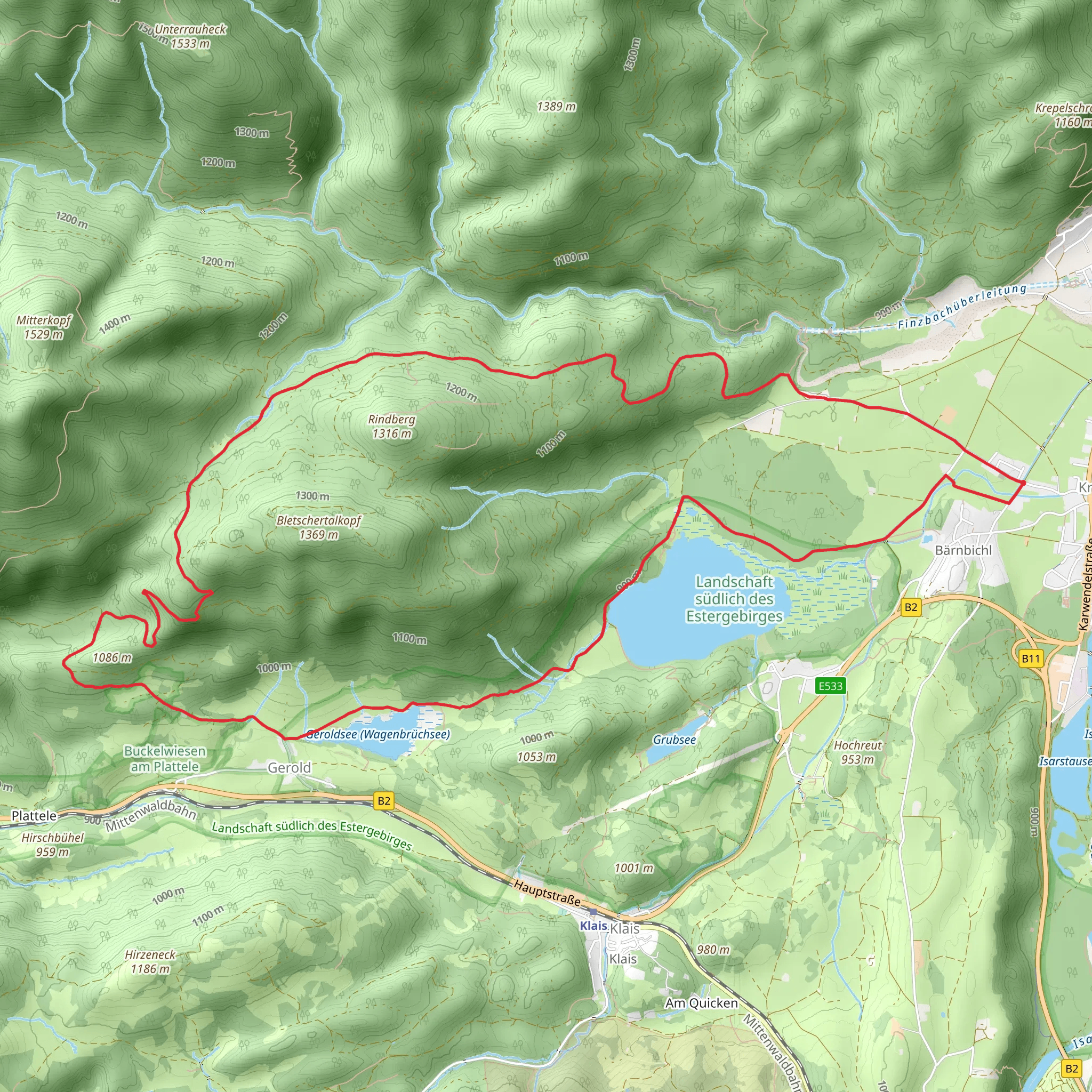 Barmsee and Geroldsee Loop from Krun mobile static map
