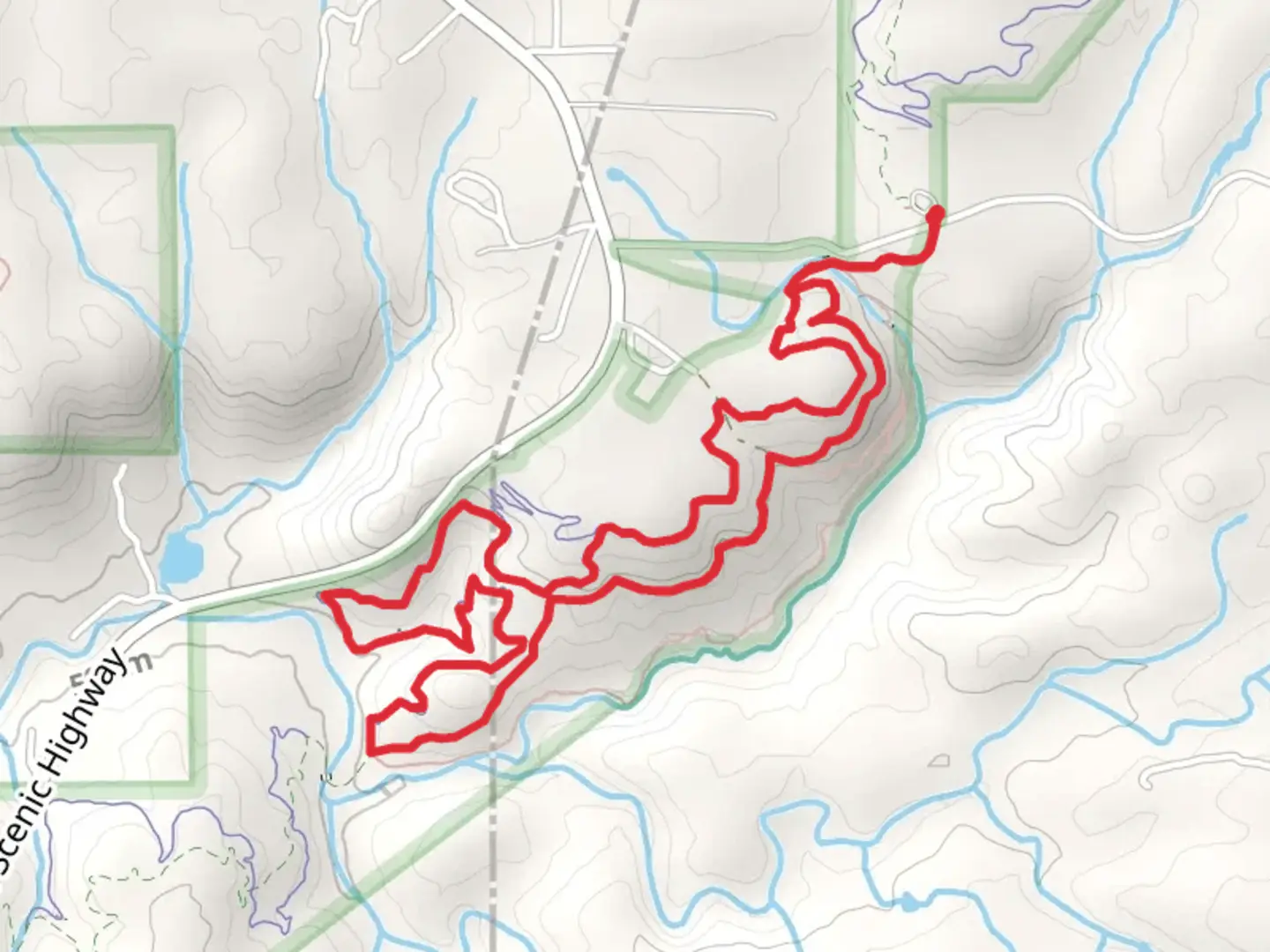 An image depicting the trail Barkeater and Cloundland Canyon Connector Loop and its surrounding area.