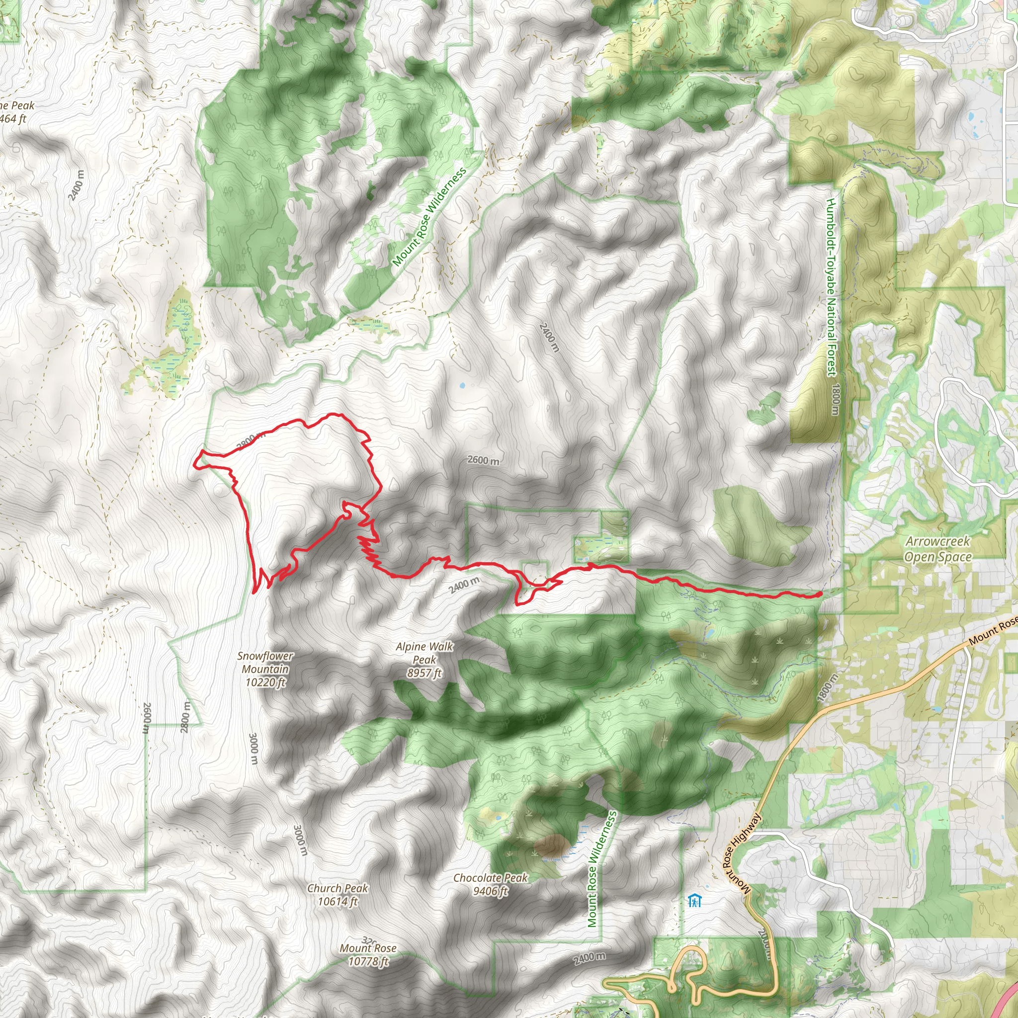 Rim to Reno North Loop via Upper Thomas Creek Trail mobile static map