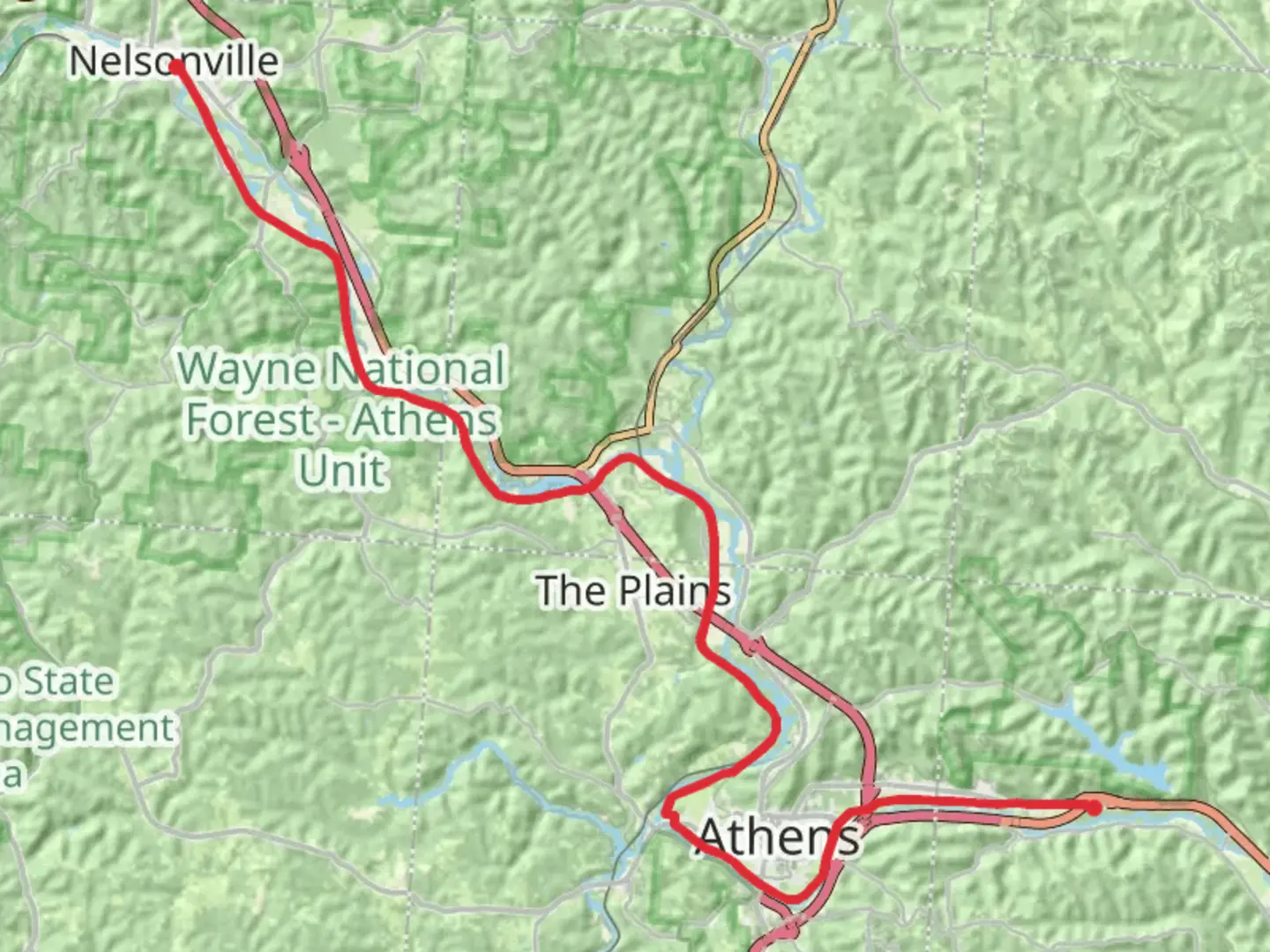 An image depicting the trail Hockhocking Adena Way and its surrounding area.
