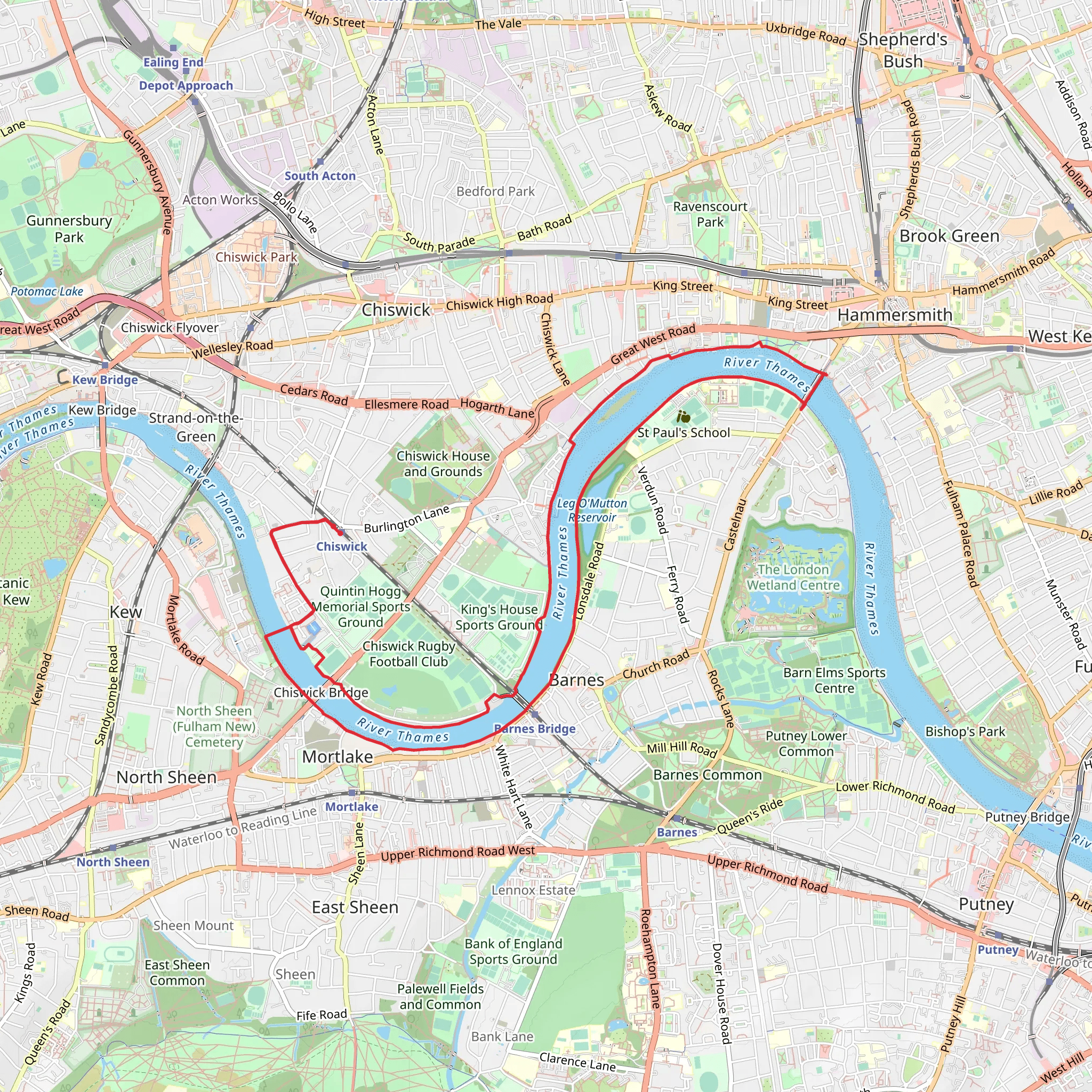Chiswick Riverside Walk mobile static map