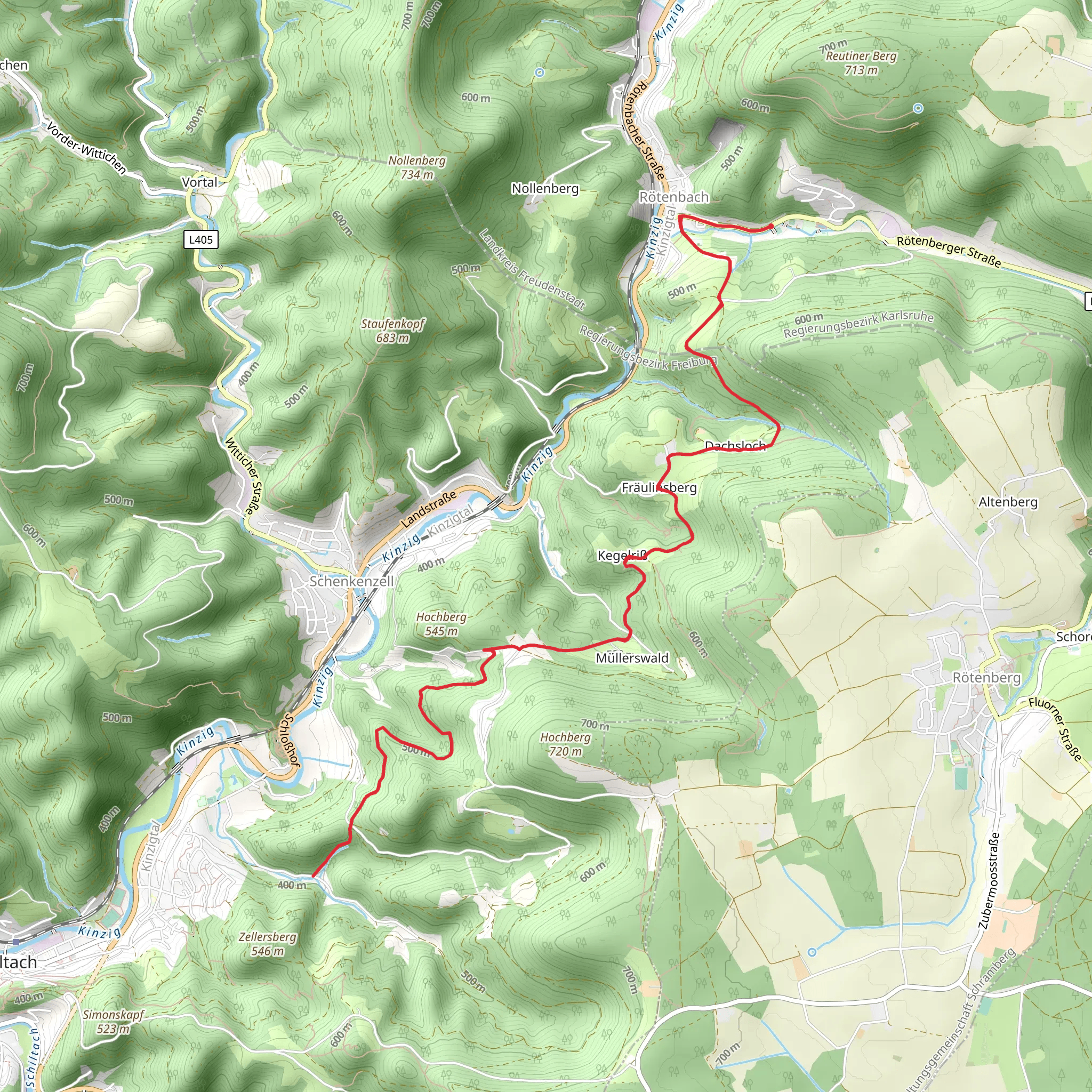 Schorenwald Walk from Rotenbach mobile static map