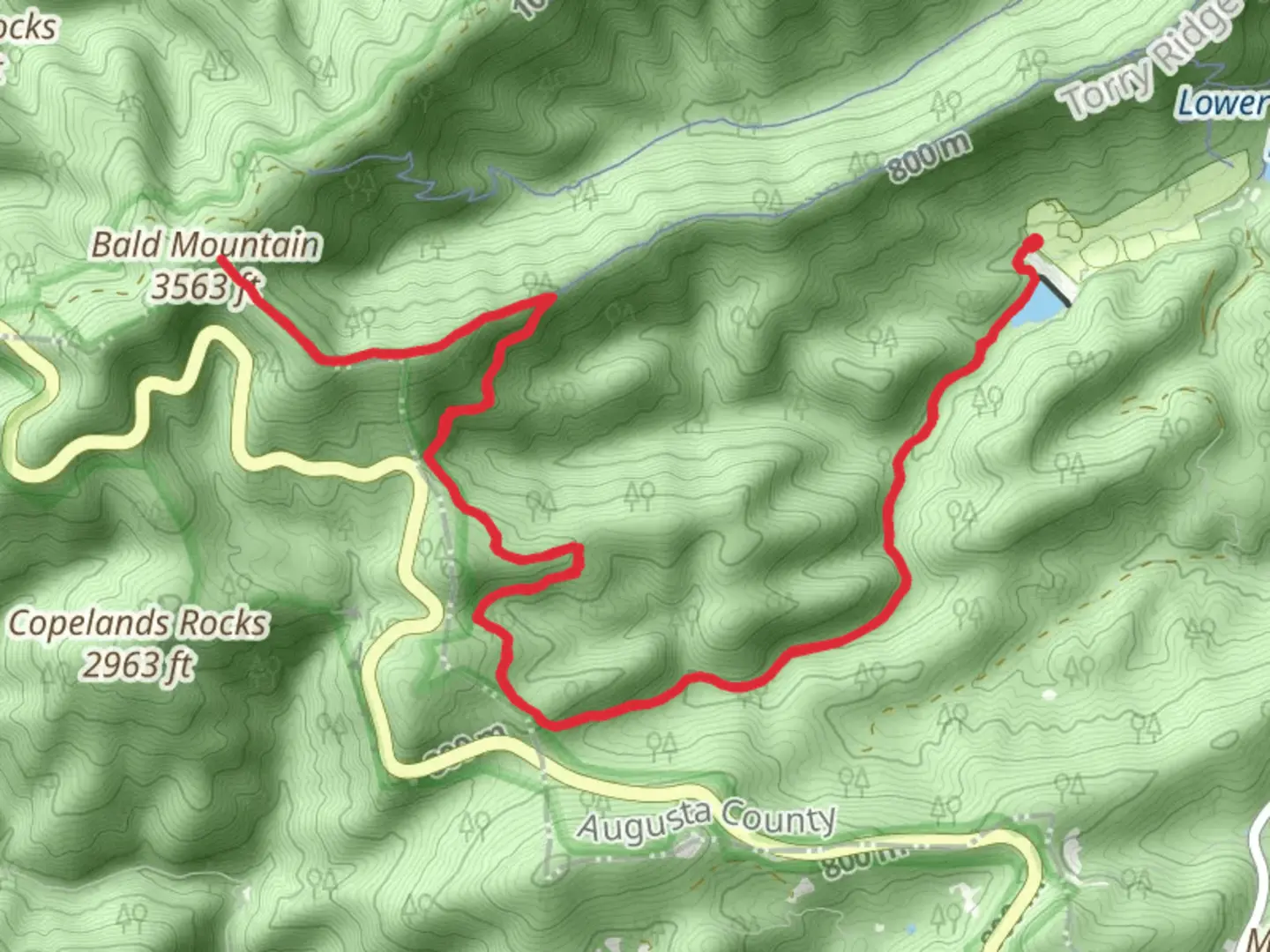 An image depicting the trail Sherando Lake to Bald Mountain - White Rock Gap Trail and its surrounding area.