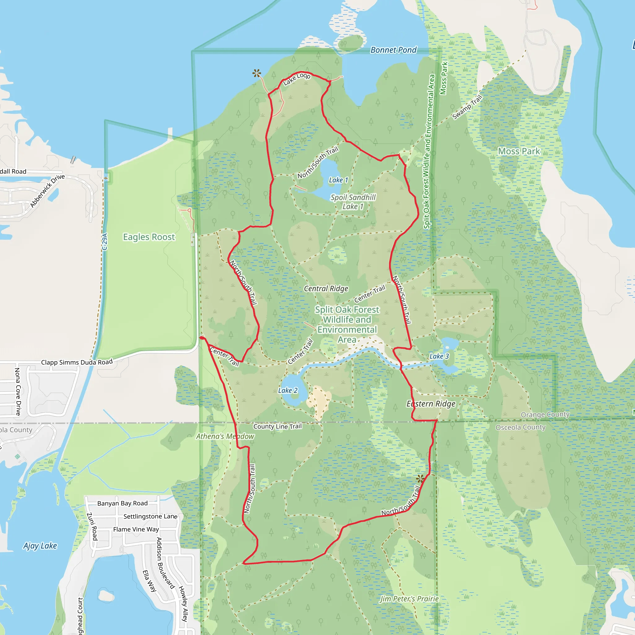 North-South and Lake Loop Trail mobile static map