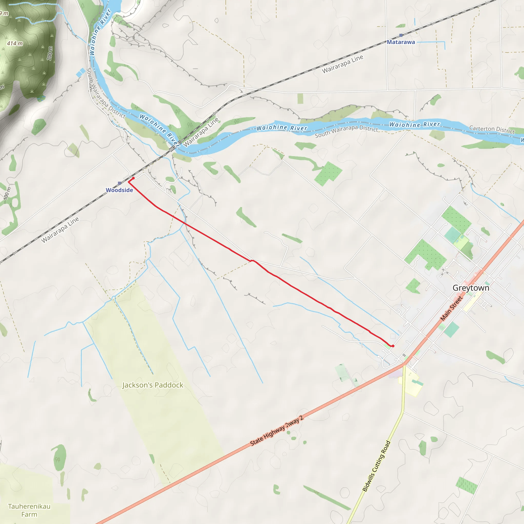 Greytown to Woodside Trail mobile static map