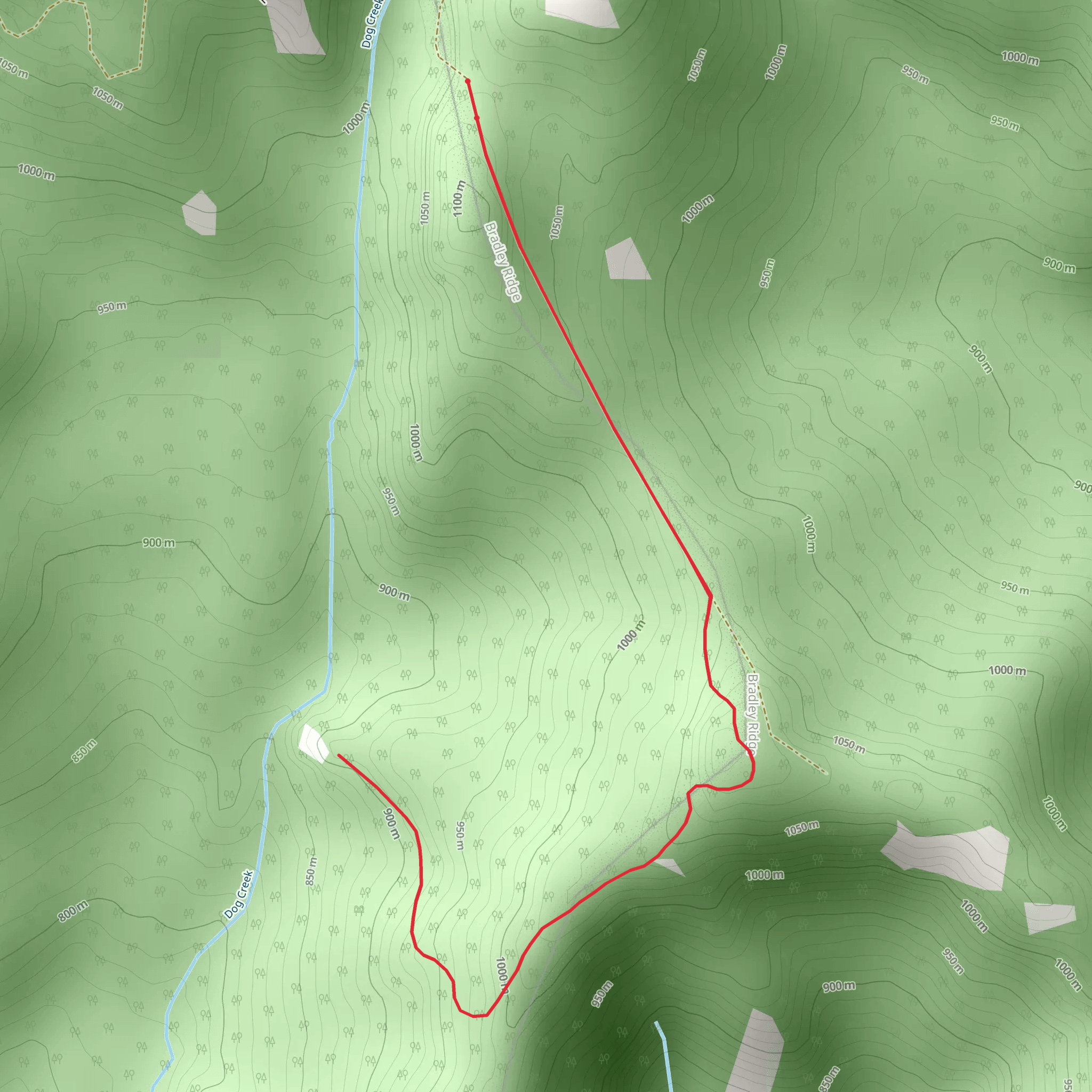 Bradley Ridge Trail mobile static map