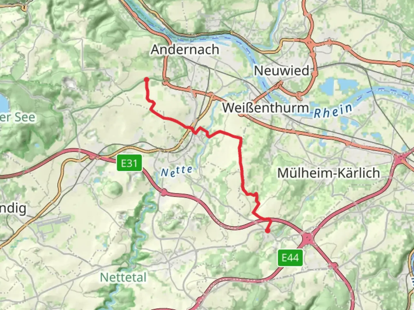 An image depicting the trail Eich to Bassebheim Walk via Linksrheinischer Jakobsweg and its surrounding area.