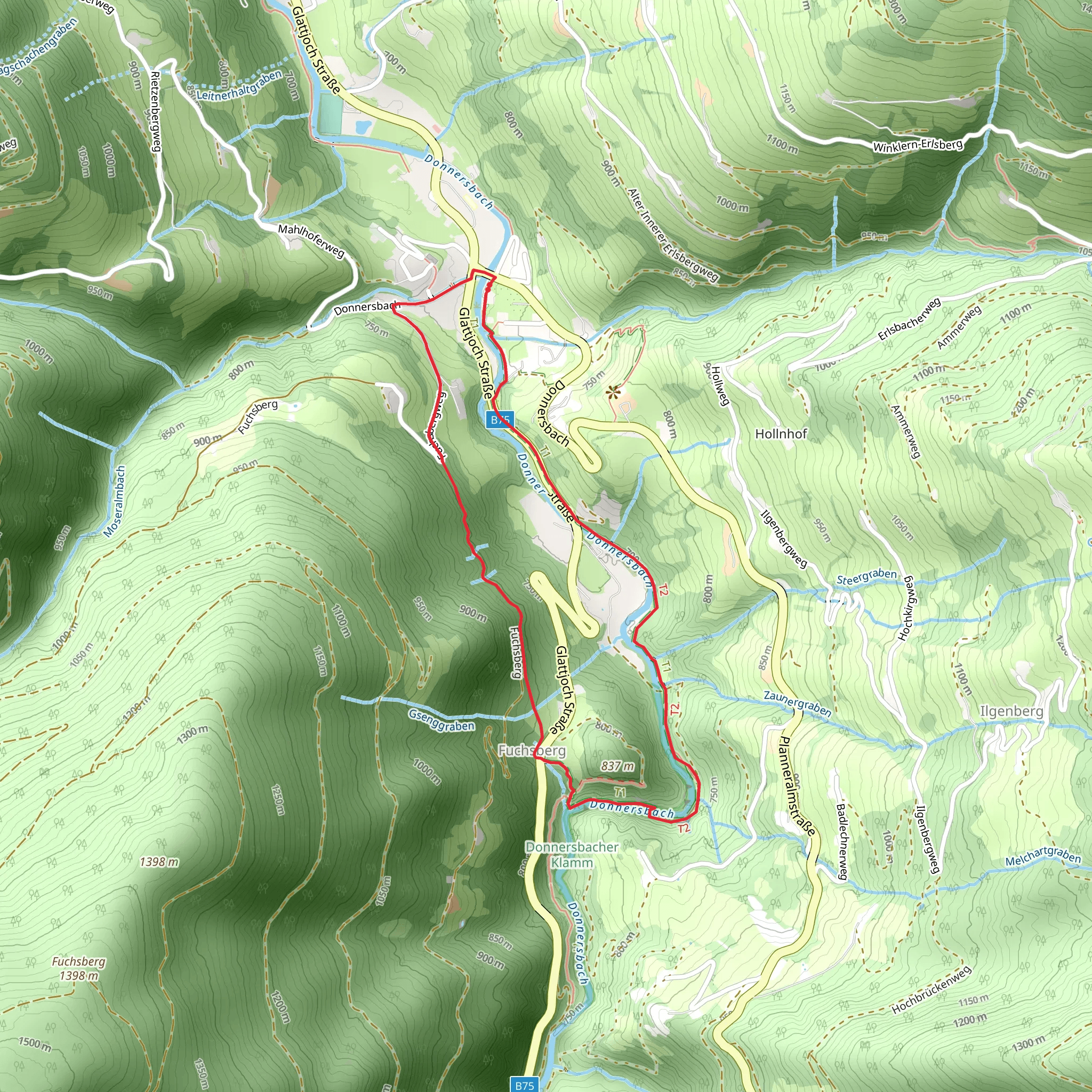 Loop through Donnersbach Gorge mobile static map