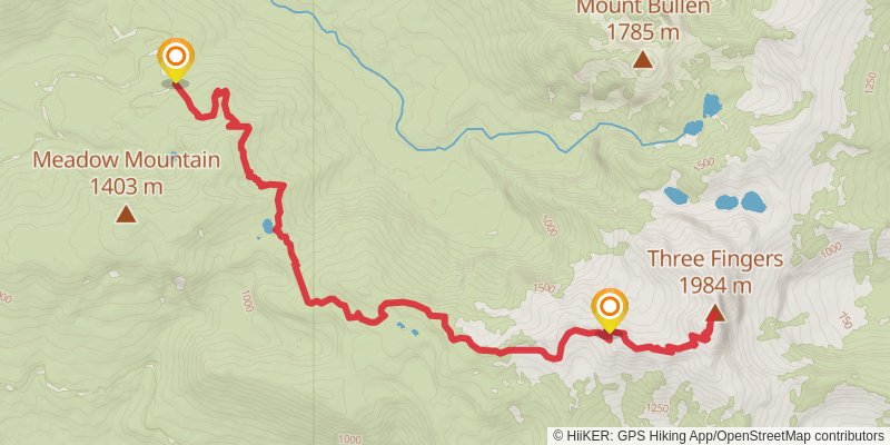 Three Fingers - Saddle Lake Trail stage 2 Map