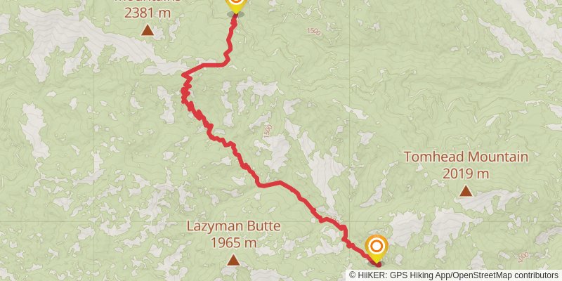 South Fork Cottonwood Creek via Cold Fork Ridge Trail stage 4 Map
