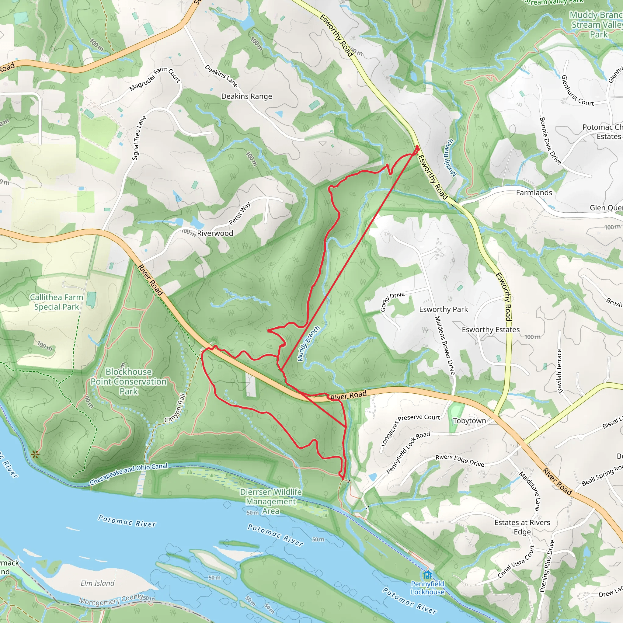 Muddy Branch Greenway Trail Loop mobile static map