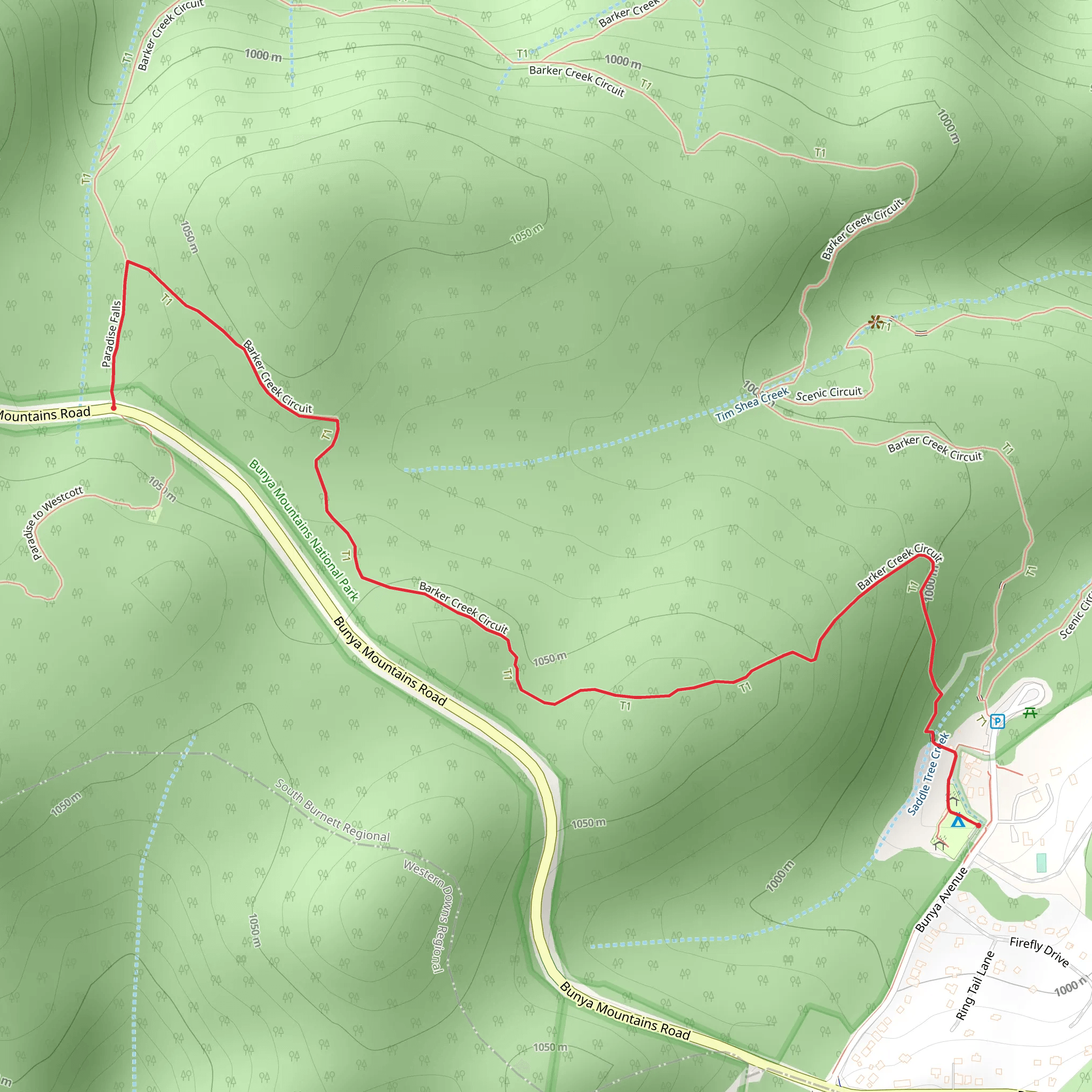 Dandabah to Paradise Track mobile static map