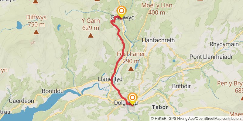 Caerhun to Carmarthen via Wales Coast Path stage 5 Map