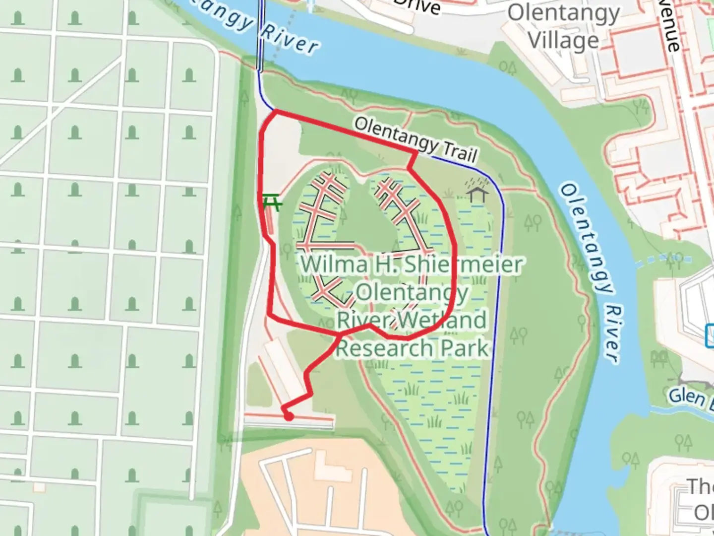 An image depicting the trail Amaranth Abbey Loop and its surrounding area.