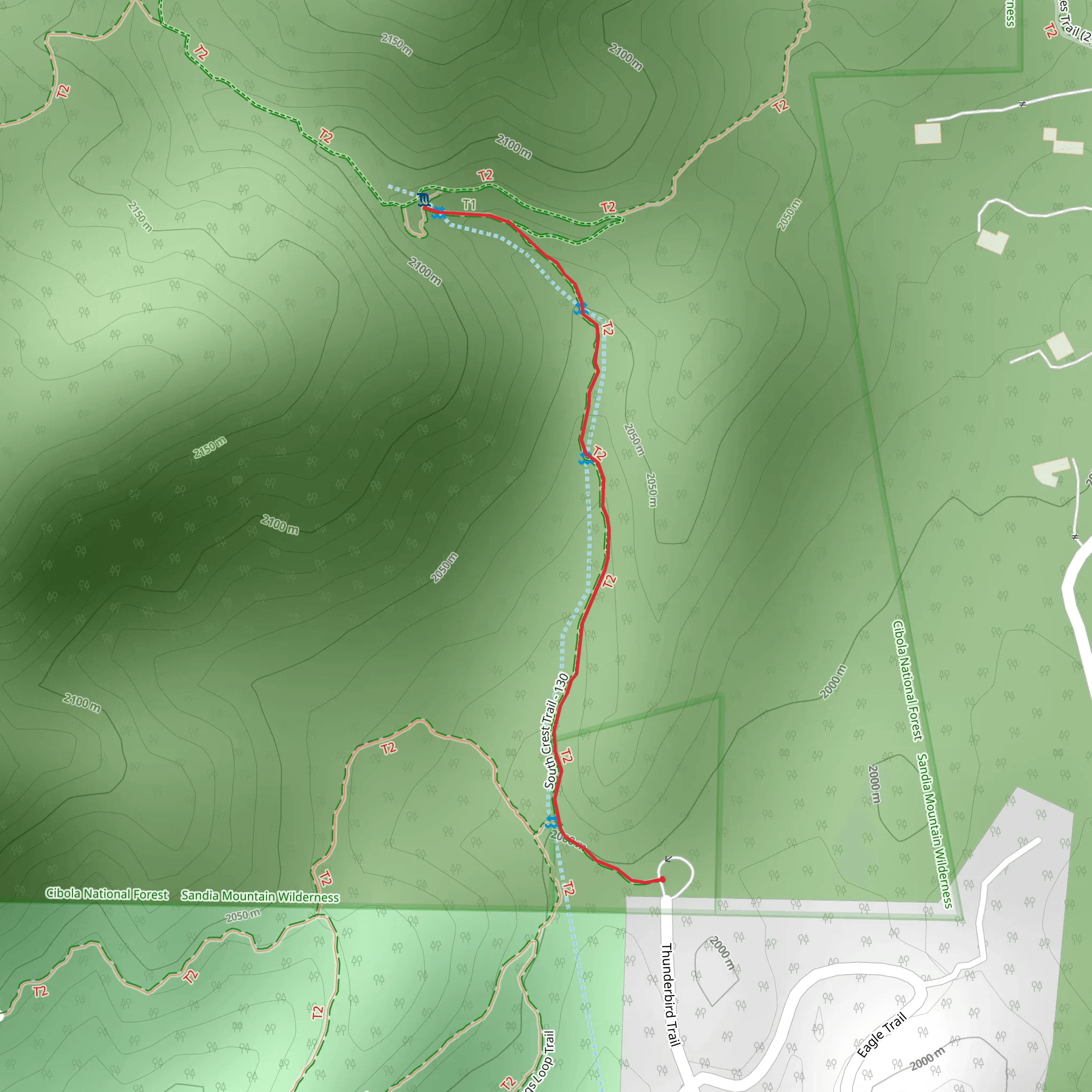 Travertine Falls via South Crest Trail mobile static map