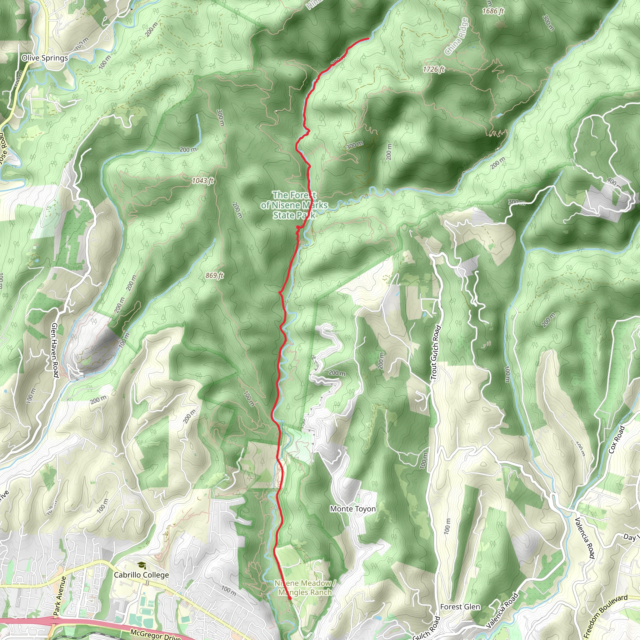 Loma Prieta and Bridge Creek Trail mobile static map