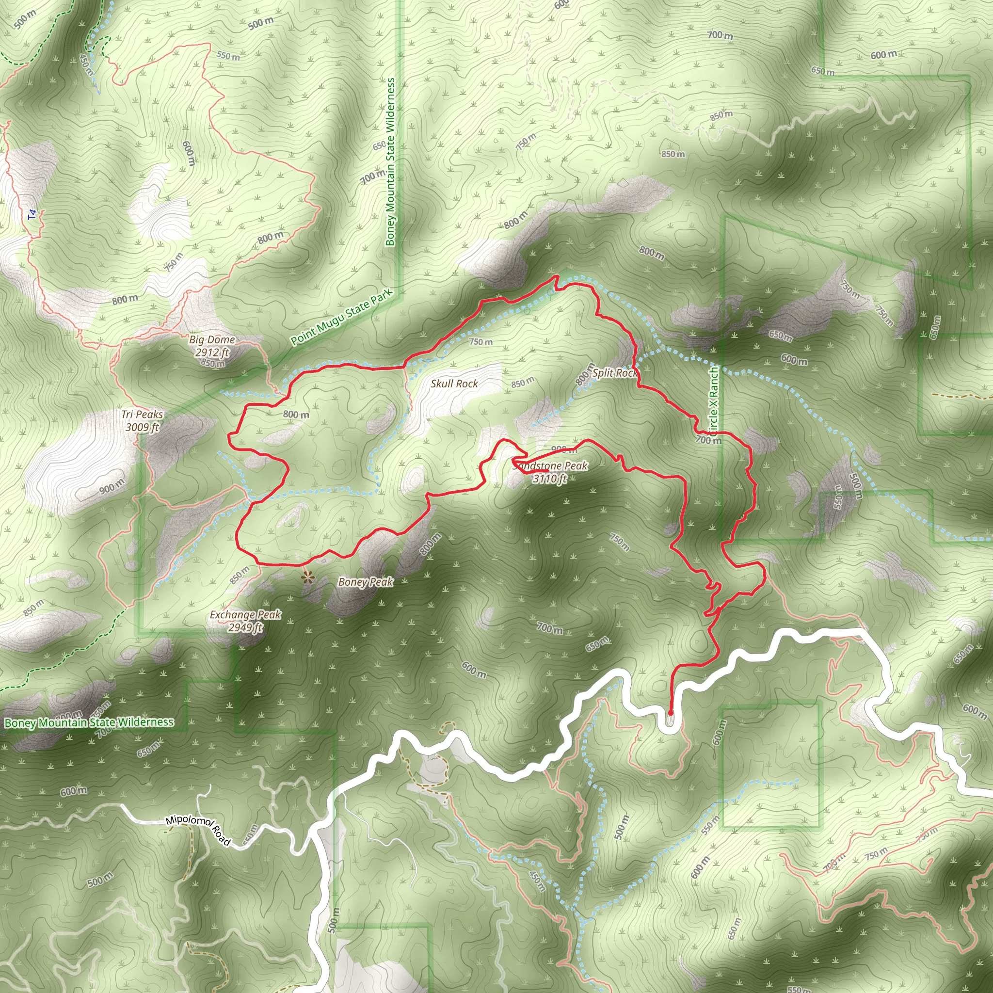 Sandstone Peak Loop via Backbone Trail mobile static map