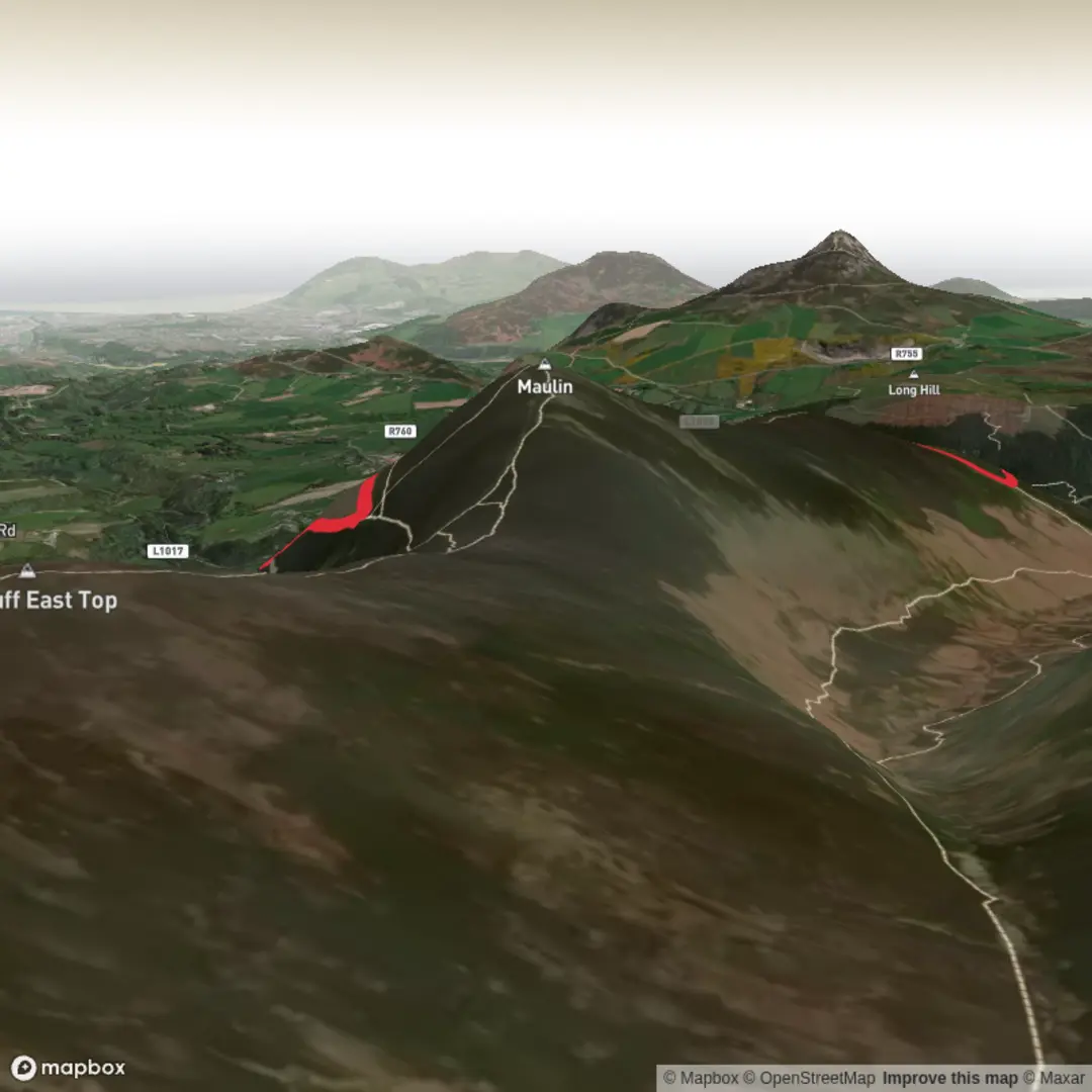 An image depicting the trail Crone Woods - Maulin Loop and its surrounding area.