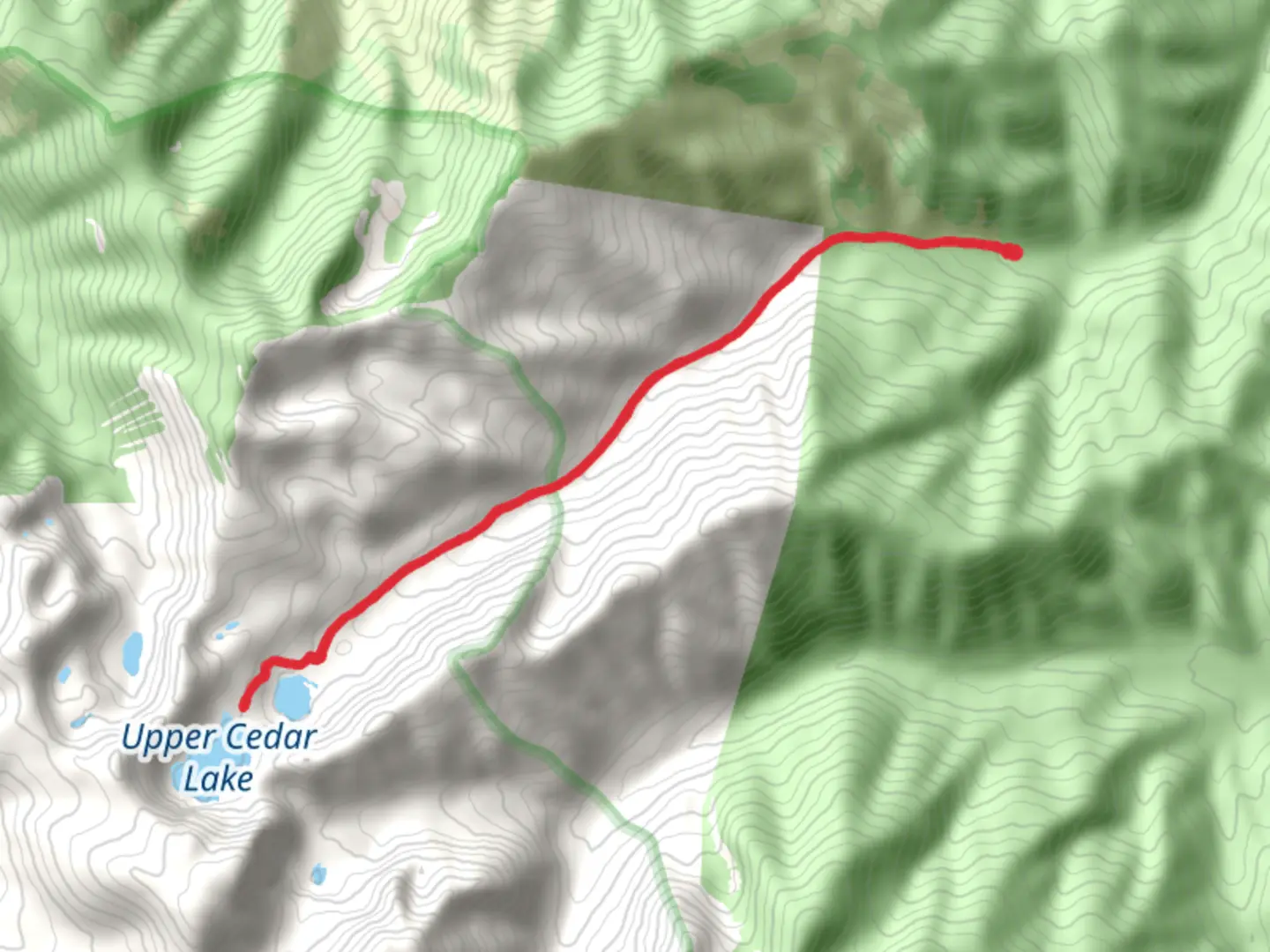 An image depicting the trail Upper and Lower Cedar Lake via Cedar Creek Trail and its surrounding area.