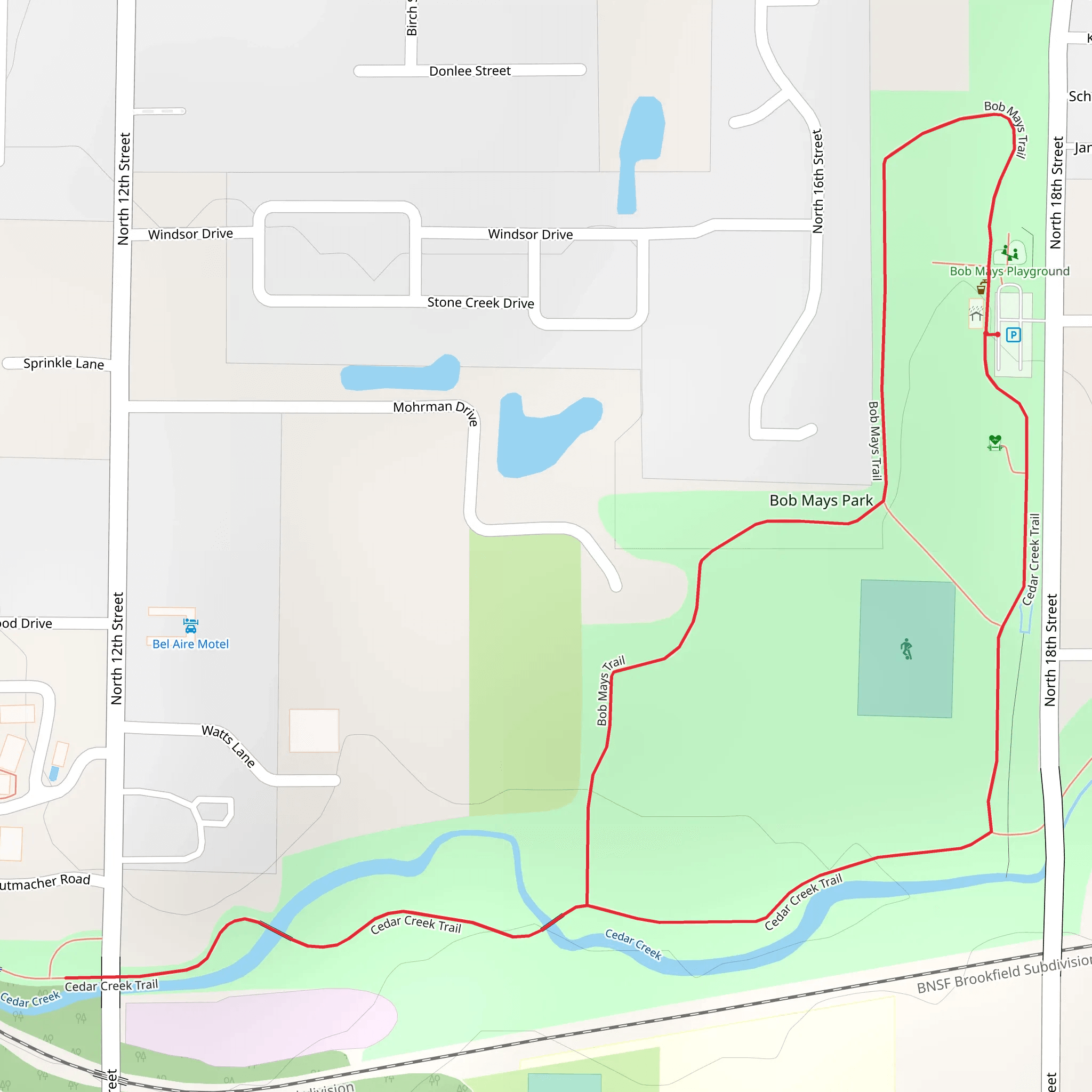 Cedar Creek Trail and Bob Mays Loop Trail mobile static map