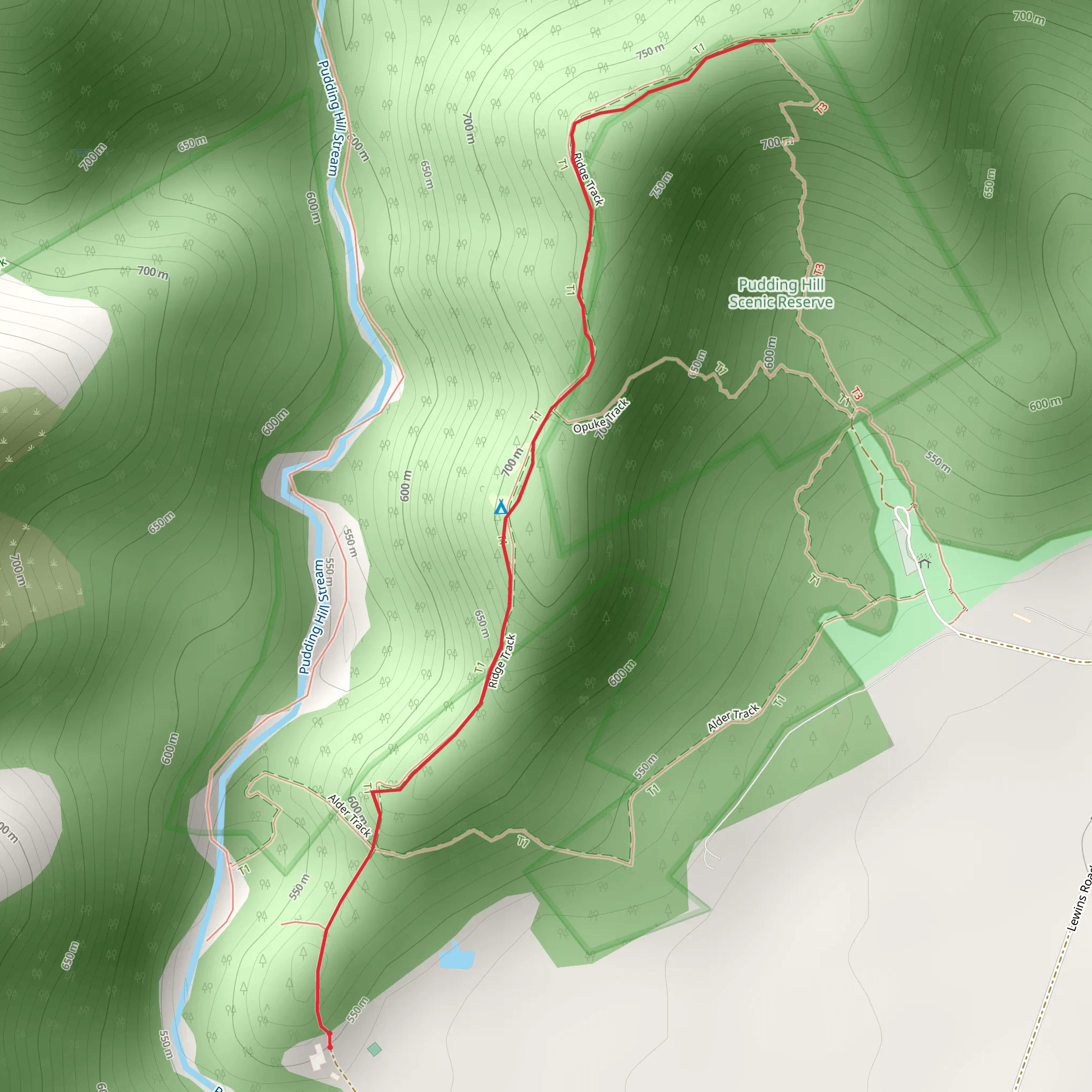 Mount Hutt Forest Walk - Ridge Track mobile static map