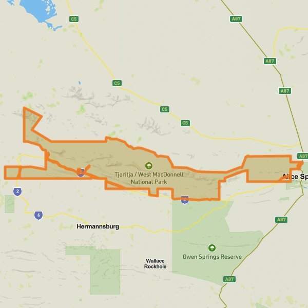 Tjoritja / West MacDonnell National Park mobile static map