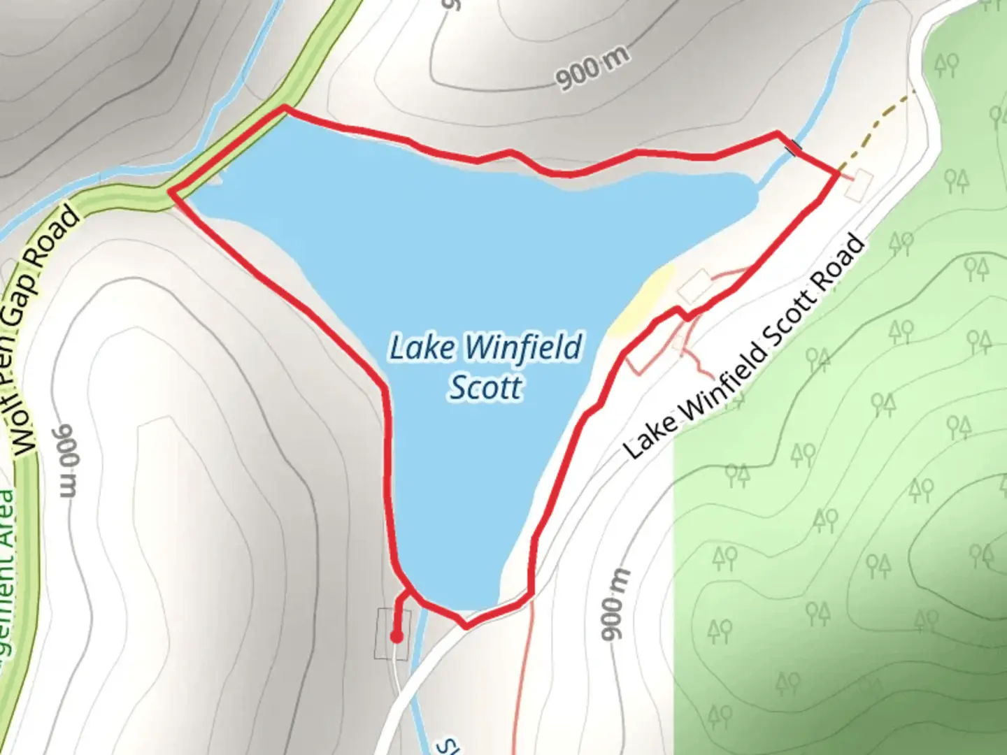 An image depicting the trail Lake Winfield Scott Loop and its surrounding area.