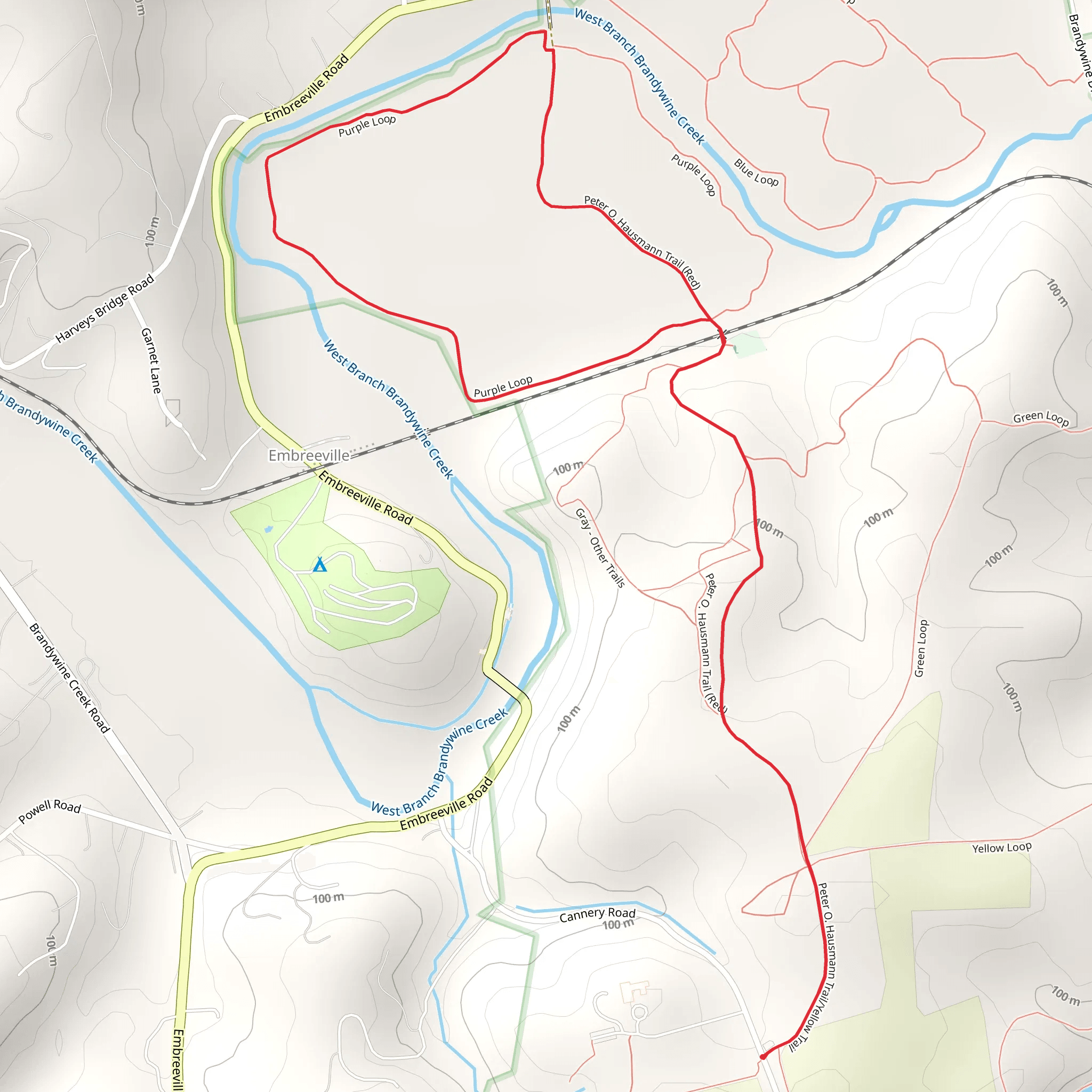 Cheslen Preserve - Red Trail and Purple Loop Tral - Embreeville mobile static map