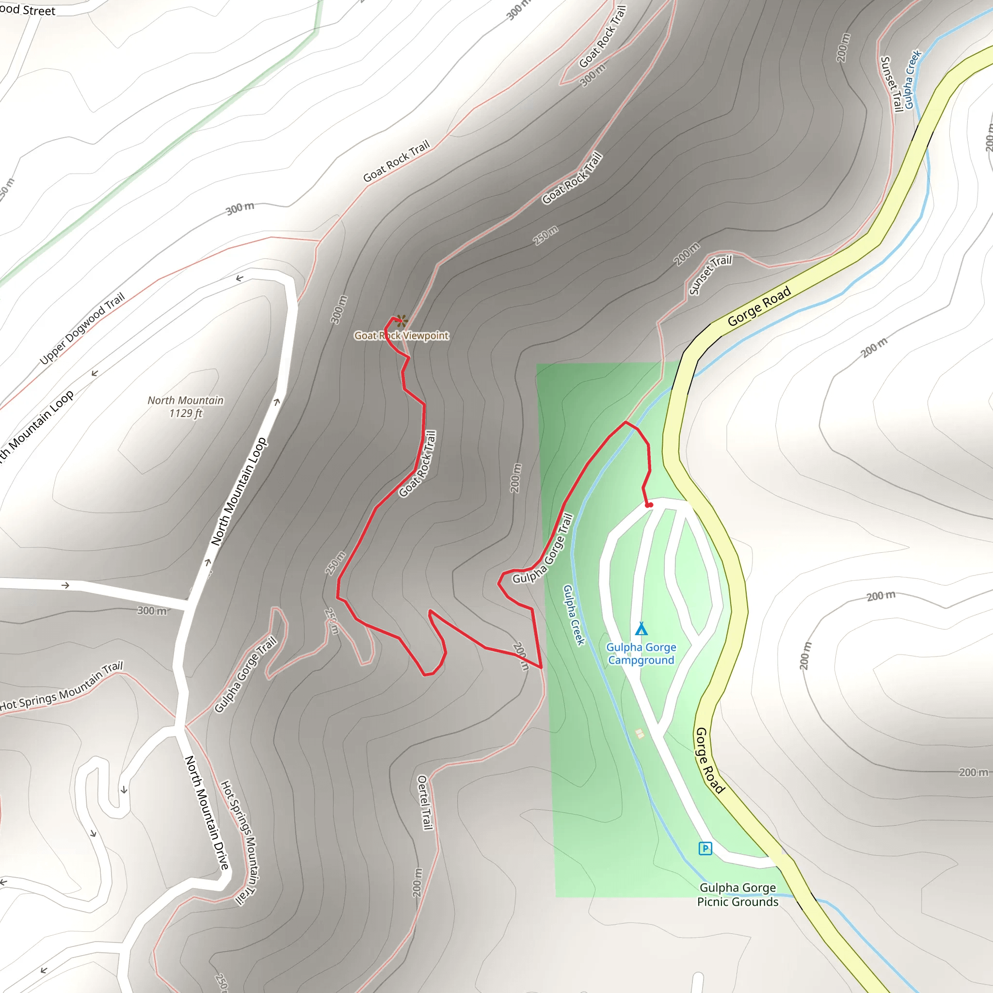 Gulpha Gorge Trail and Goat Rock Trail mobile static map