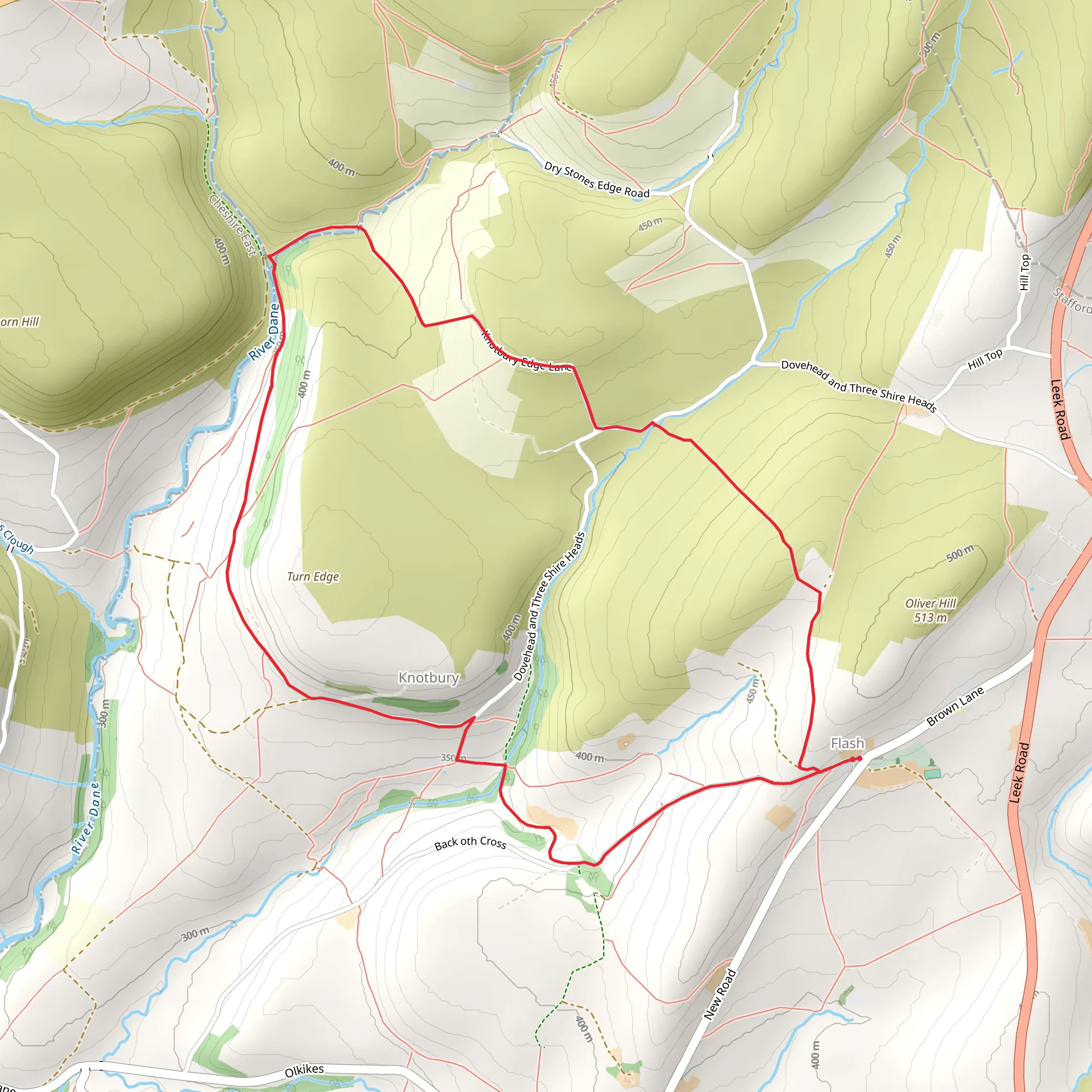 Wicken Walls and Three Shire Heads Loop mobile static map