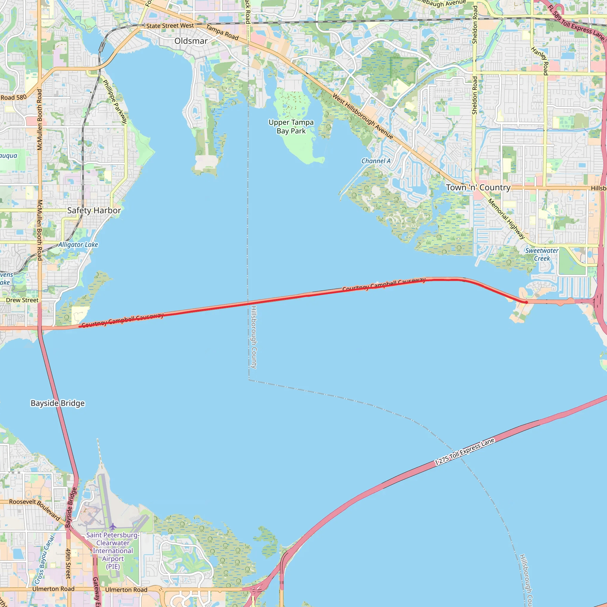 Courtney Campbell Causeway Trail mobile static map