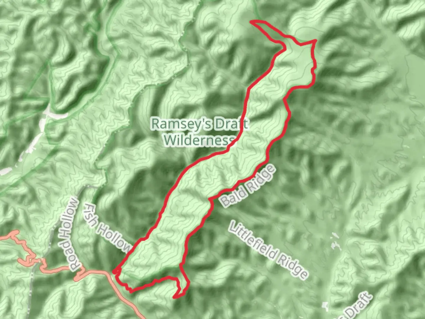 An image depicting the trail Ramseys Draft Trail and Bald Ridge Loop and its surrounding area.