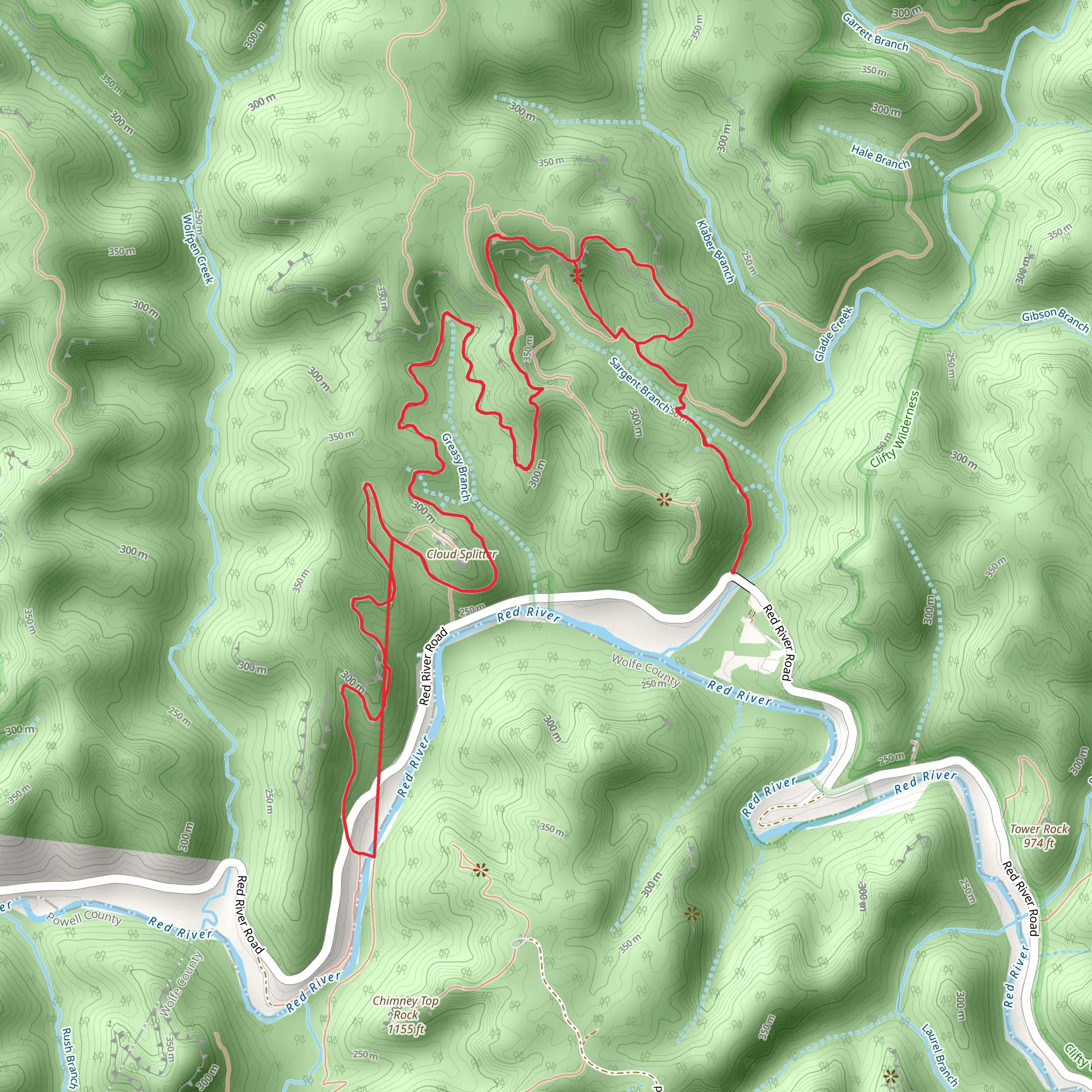 Bison Way, Indian Staircase and Sheltowee Trace NRT mobile static map