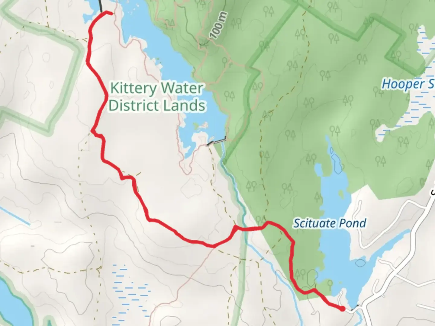 An image depicting the trail Scituate Pond to Middle Pond and its surrounding area.