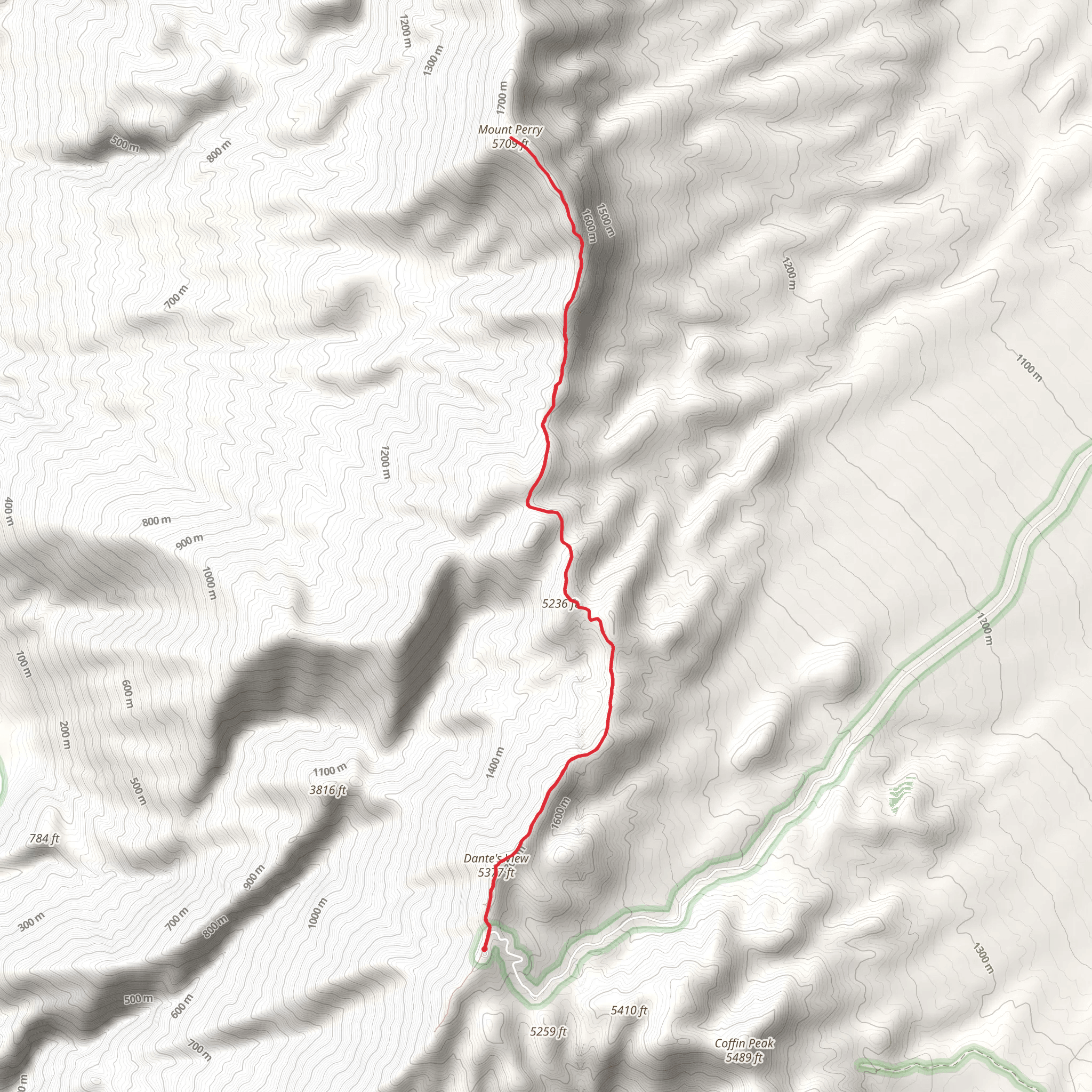 Dante's View and Mount Perry mobile static map
