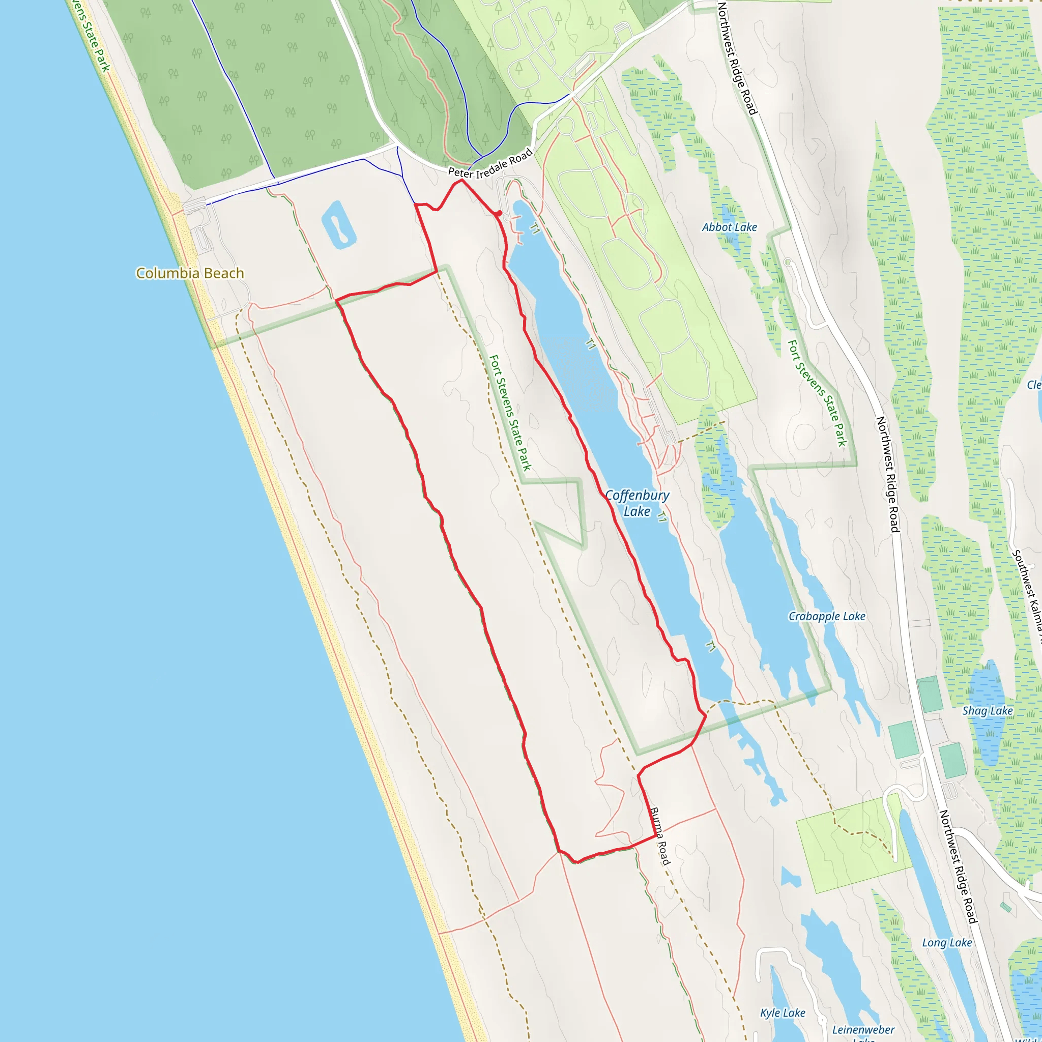 Coffenbury Lake and DeLaura Dune Loop Trail mobile static map