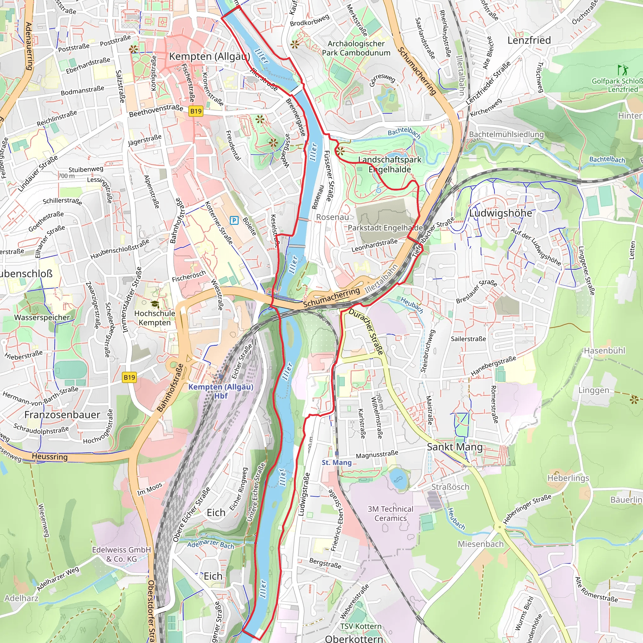 Iller via Kempten and Muenchner Jakobsweg mobile static map